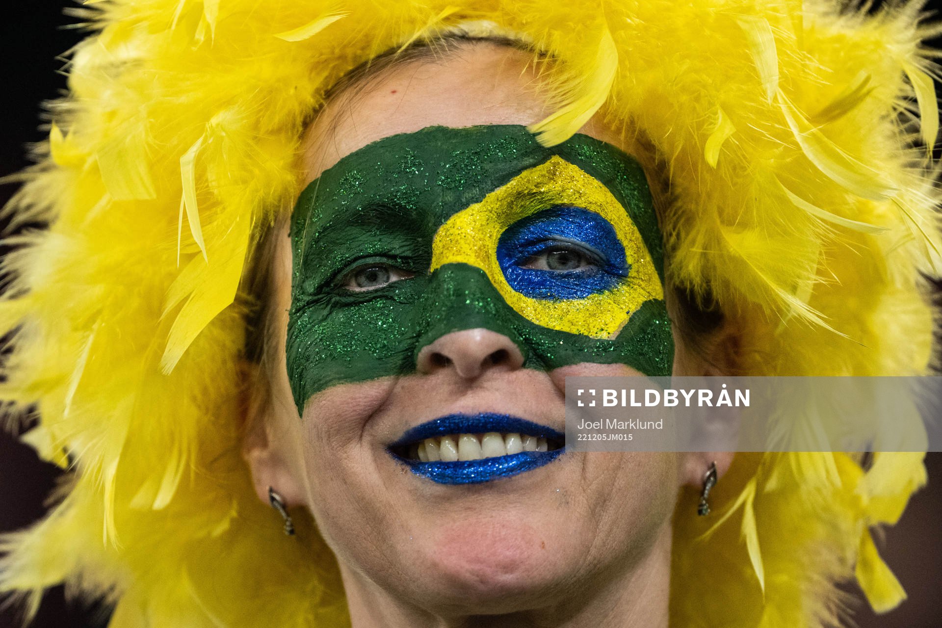 A fan of Brazil ahead of the FIFA World Cup 2022 round of 16 football match between Brazil and South Korea on December 5, 2022 in Doha.