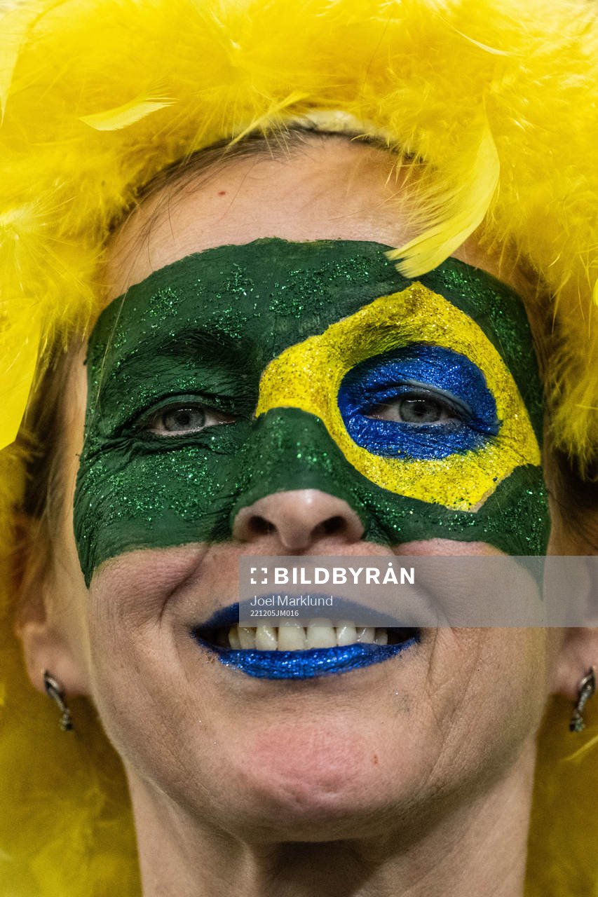 A fan of Brazil ahead of the FIFA World Cup 2022 round of 16 football match between Brazil and South Korea on December 5, 2022 in Doha.