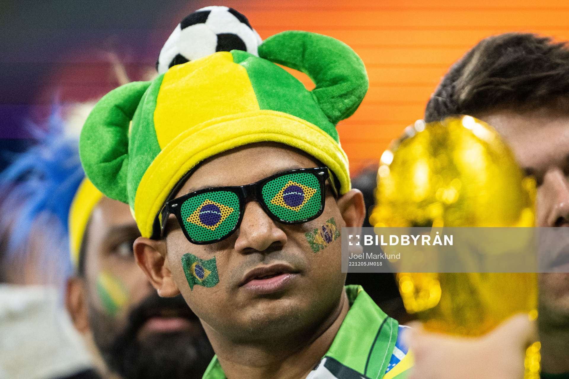 A fan of Brazil ahead of the FIFA World Cup 2022 round of 16 football match between Brazil and South Korea on December 5, 2022 in Doha.