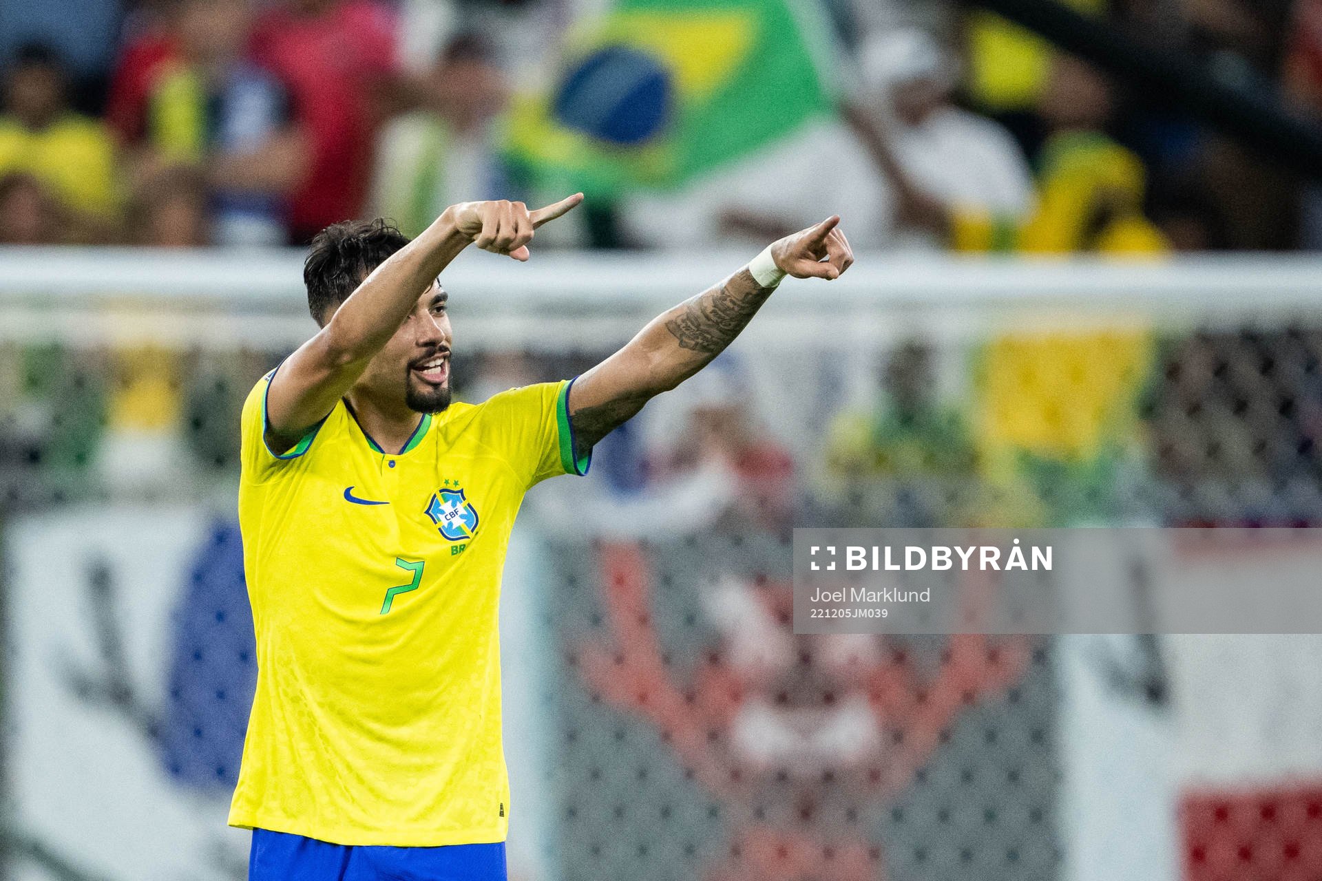 Lucas Paqueta of Brazil celebrates