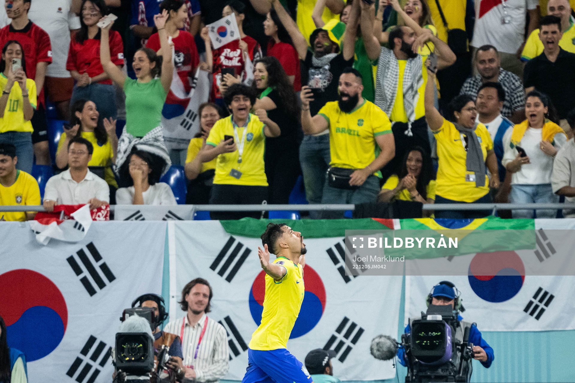 Lucas Paqueta of Brazil celebrates