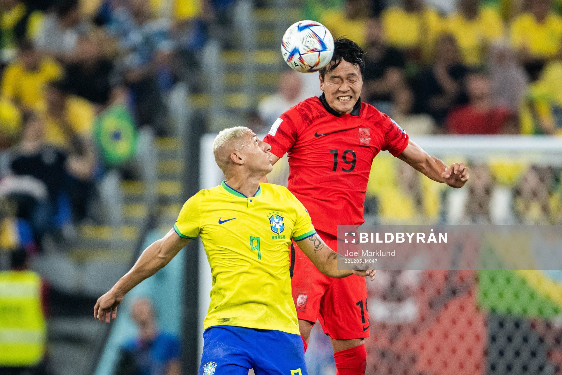 Richarlison of Brazil and Younggwon Kim of South Korea