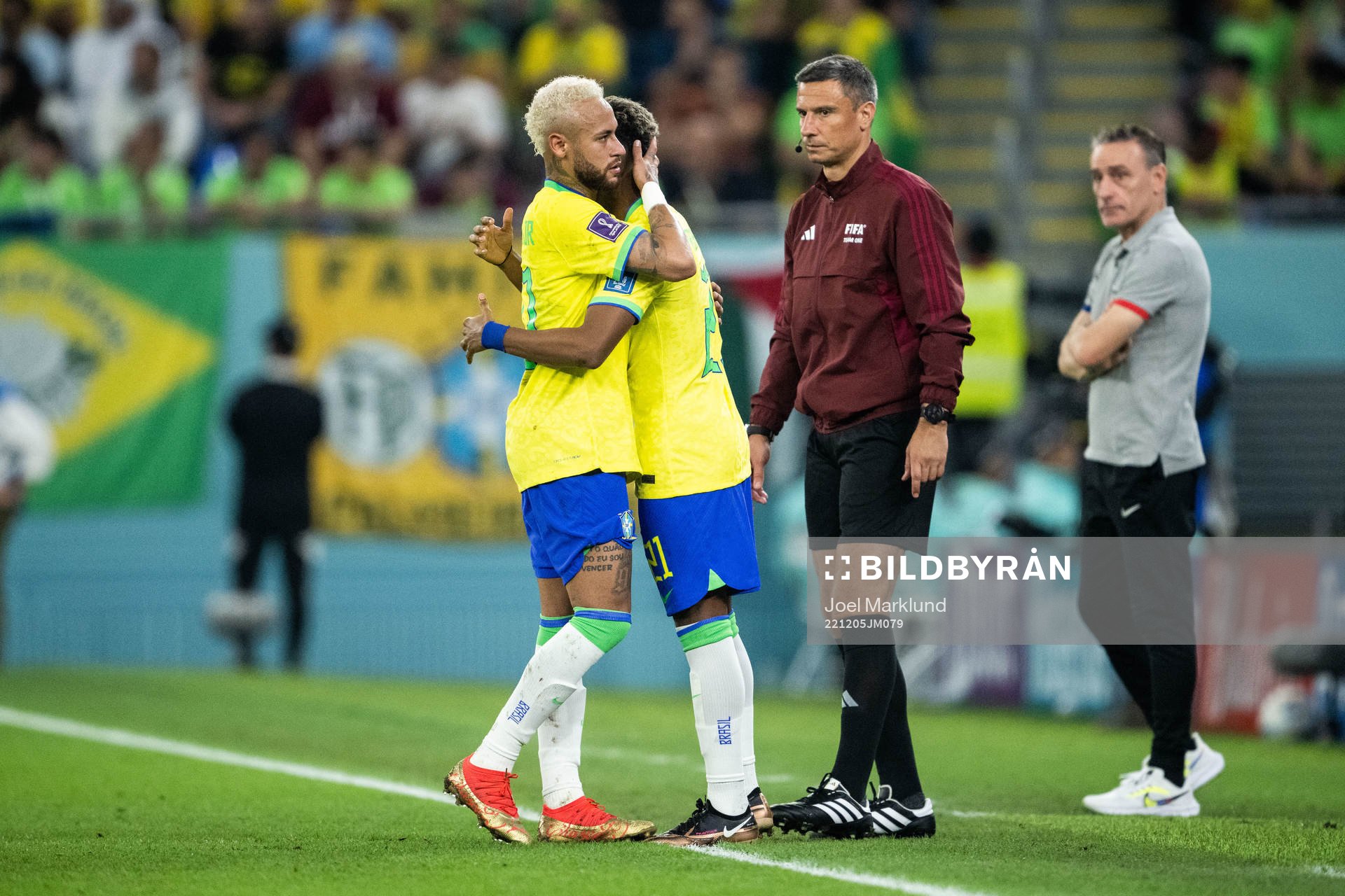 Neymar of Brazil is substituted off for Rodrygo