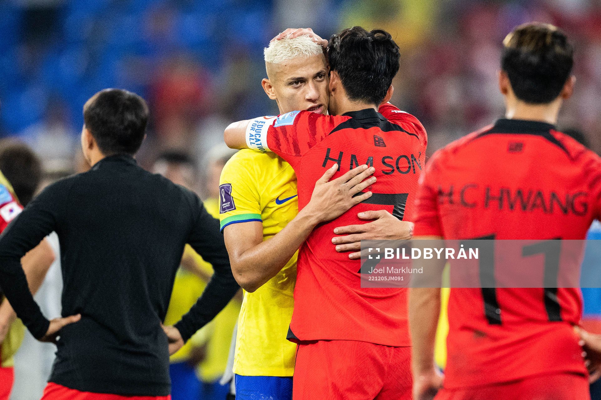 Richarlison of Brazil and Heungmin Son of South Korea
