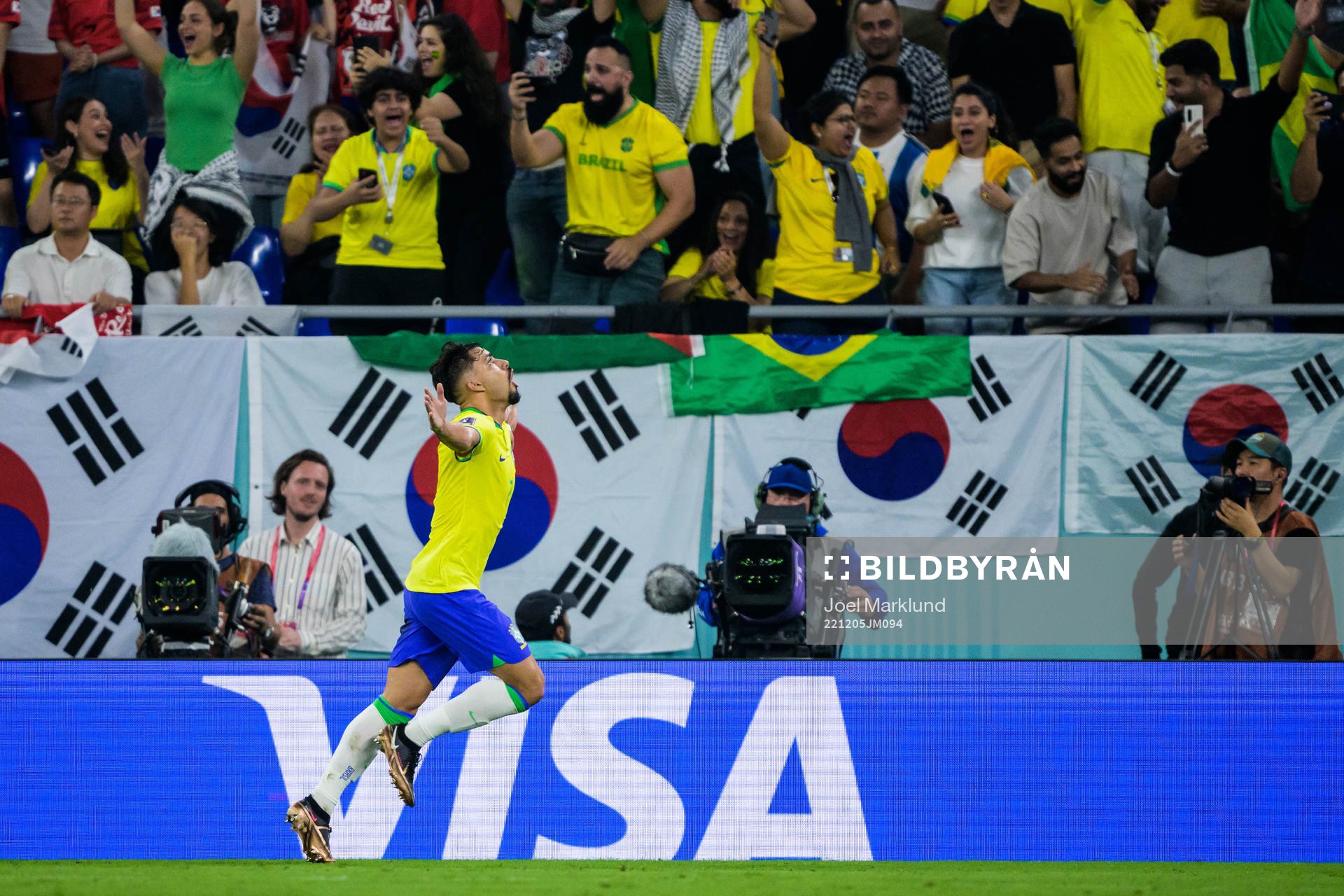 Lucas Paqueta of Brazil celebrates