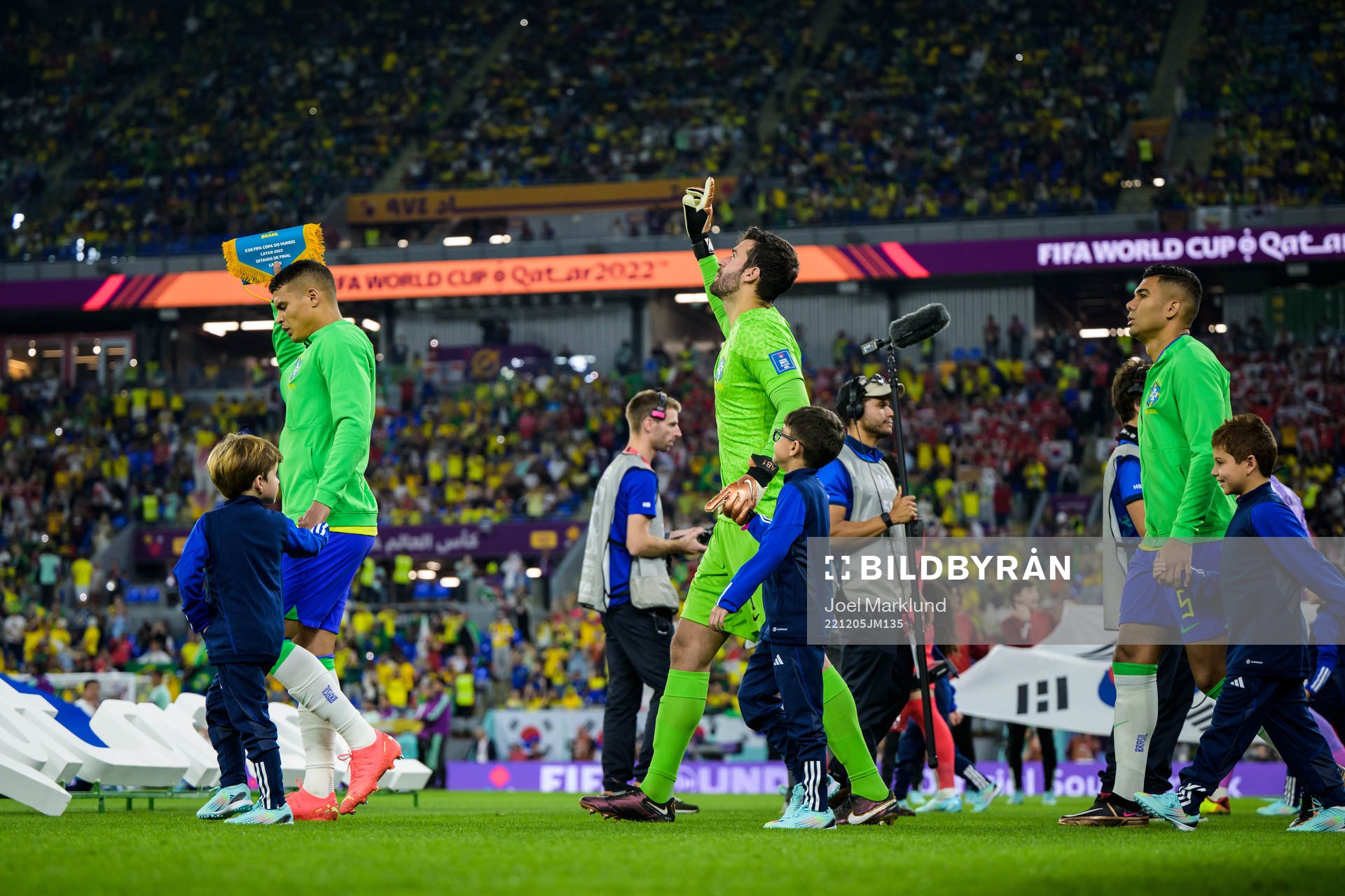 Thiago Silva, goalkeeper Alisson and Casemiro of Brazil