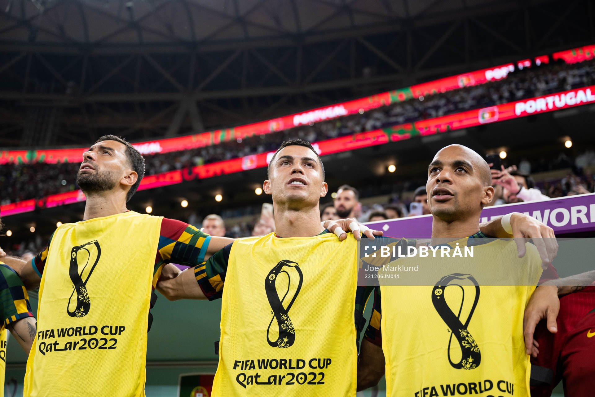 Goalkeeper Rui Patricio, Cristiano Ronaldo and Joao Mario