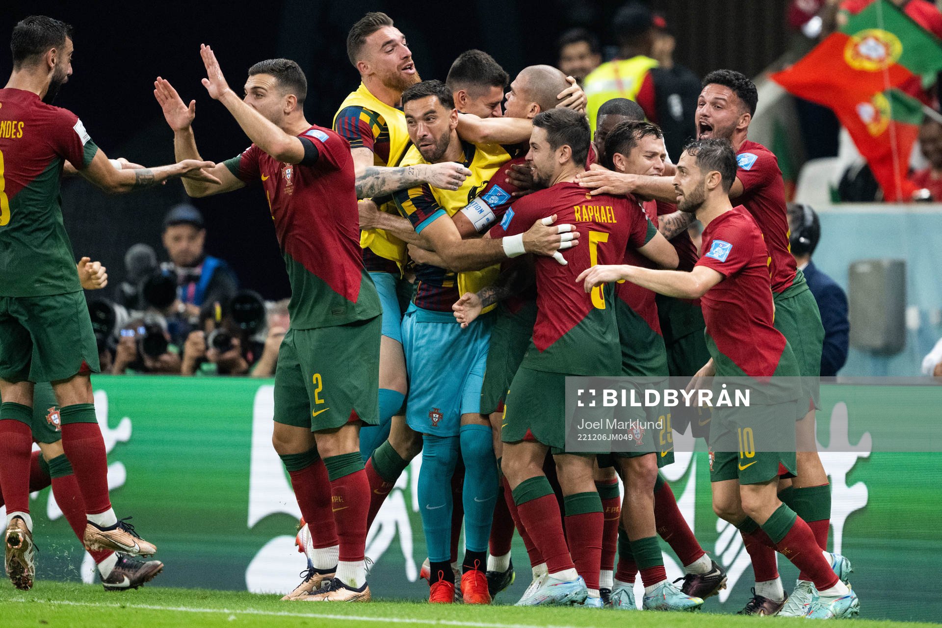 Pepe of Portugal celebrates with teammates