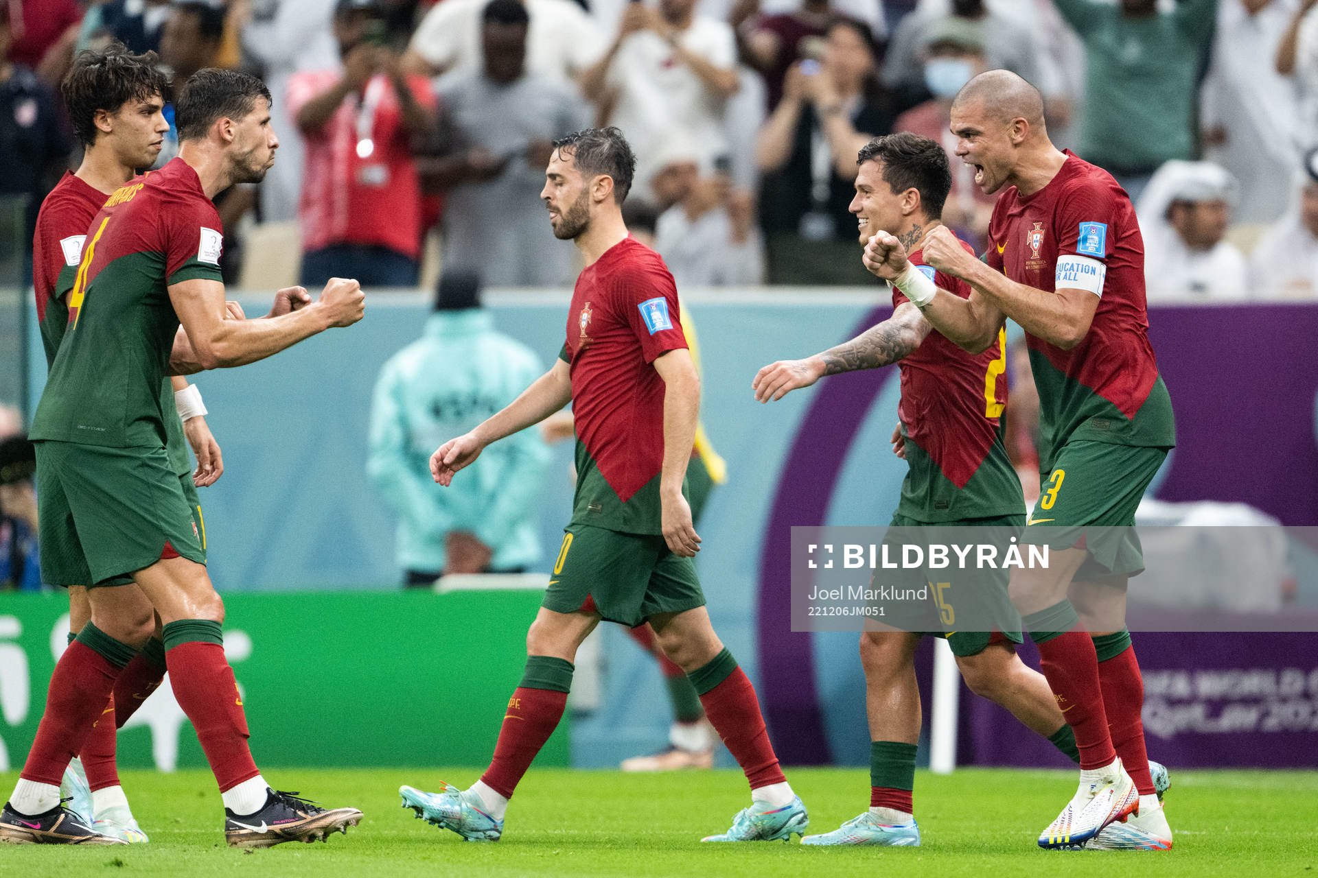 Pepe of Portugal celebrates with teammates