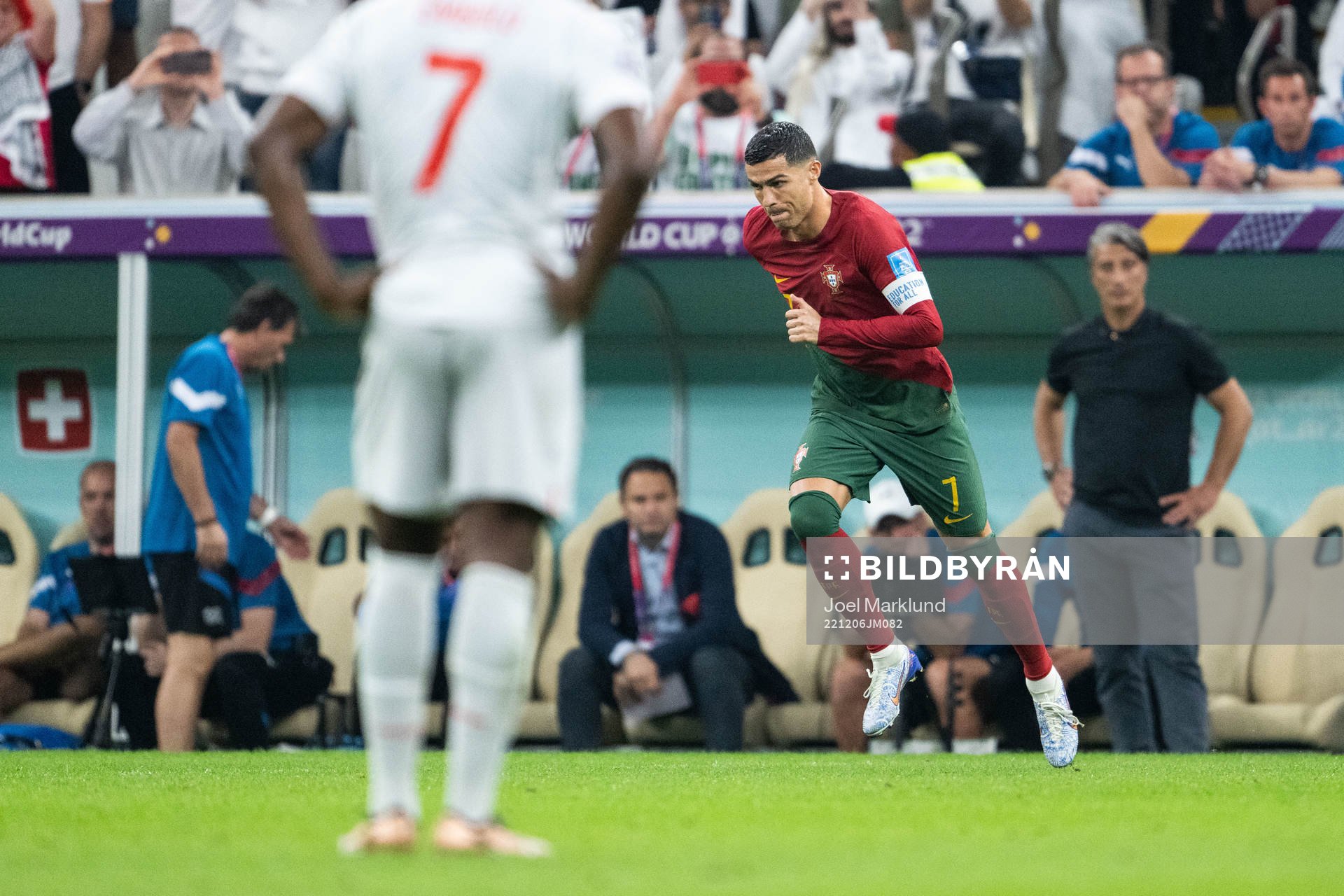 Cristiano Ronaldo of Portugal is substituted