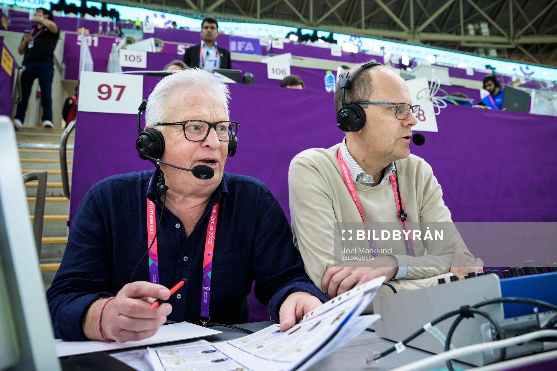 Swedish TV4 broadcast commentators Hans Backe and Lars