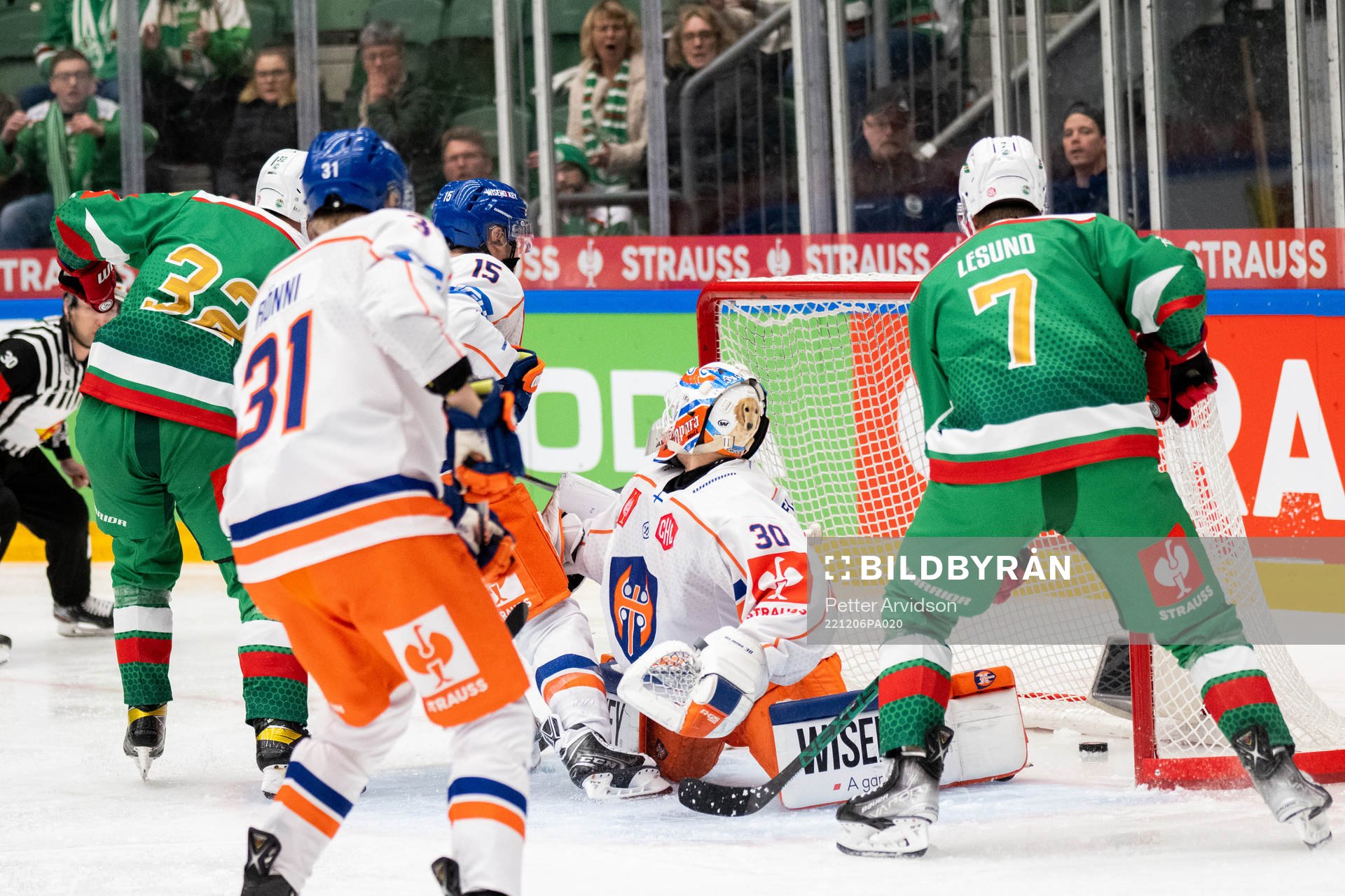 Oskar Pettersson of Rögle scores the 1-0 goal behind