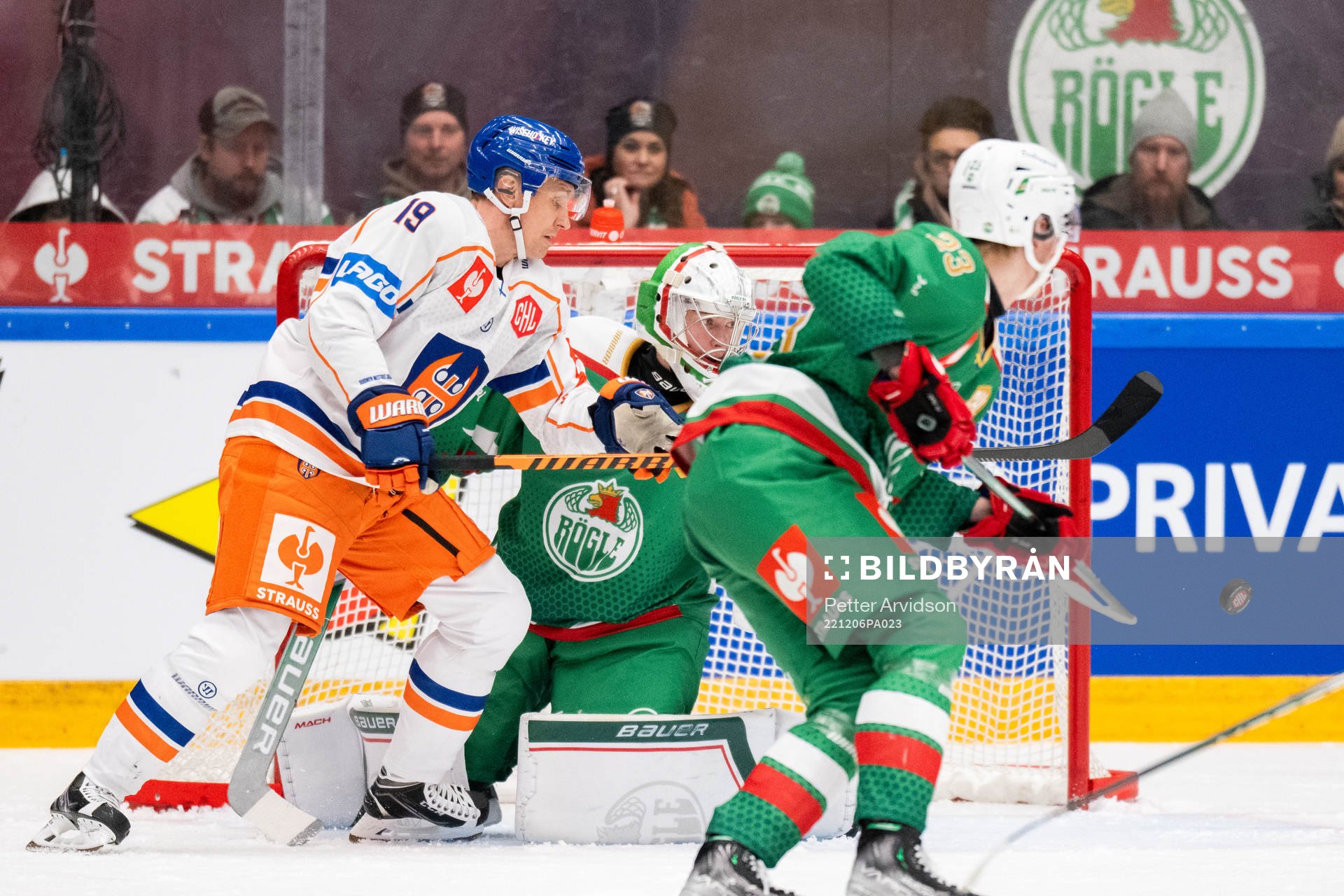 Veli Matti Savinainen of Tappara and goalkeeper Calle Clang