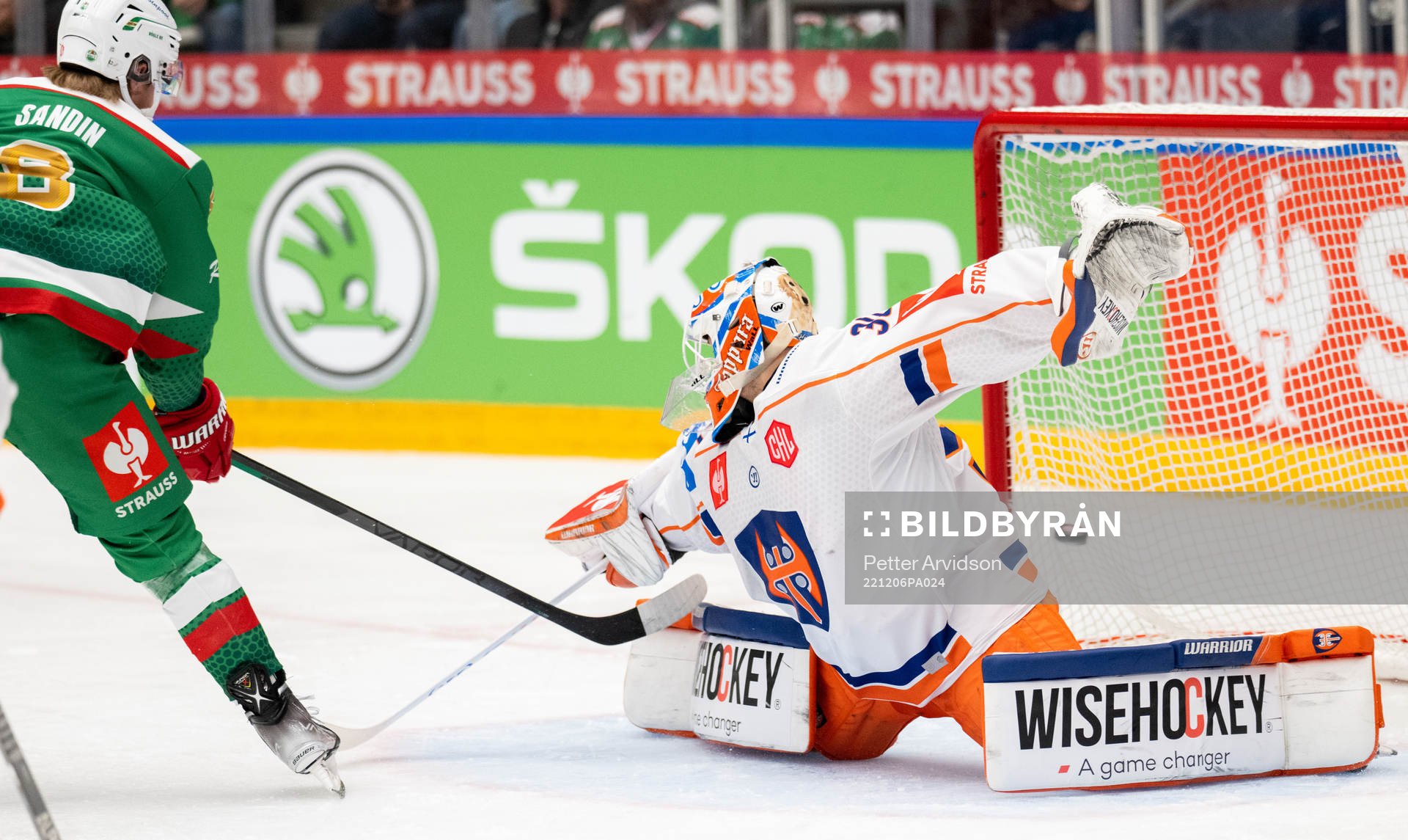 Linus Sandin of Rögle scores the 2-0 goal against