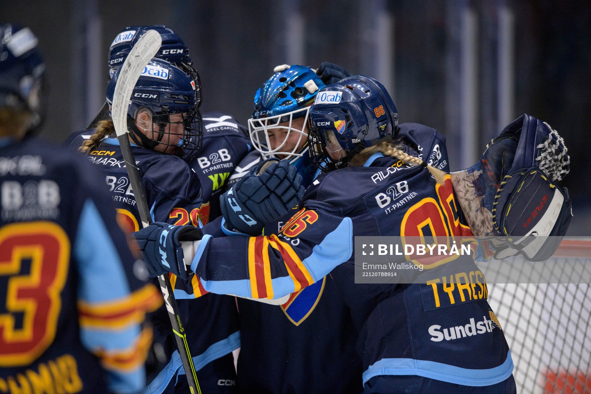 Djurgårdens Selma Tyreskog, Maria Lindberg och målvakt