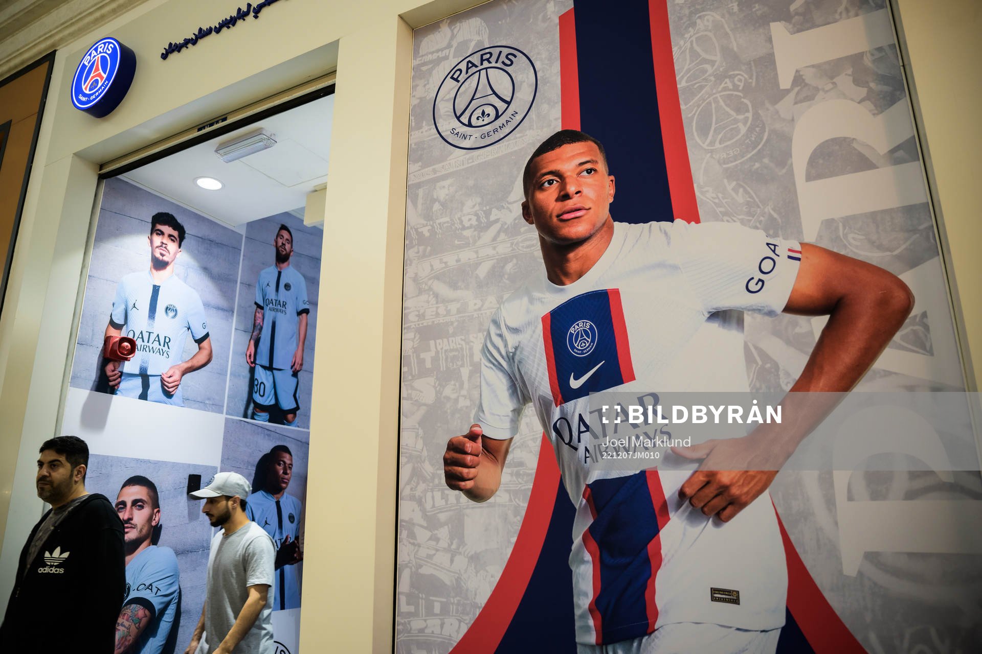 A Paris Saint-Germain store showcasing a picture of Kylian