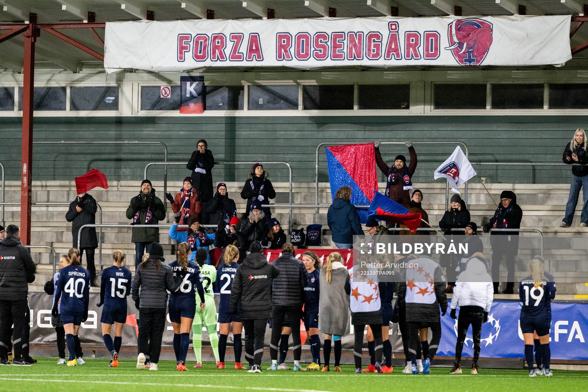 Players and fans of Rosengård