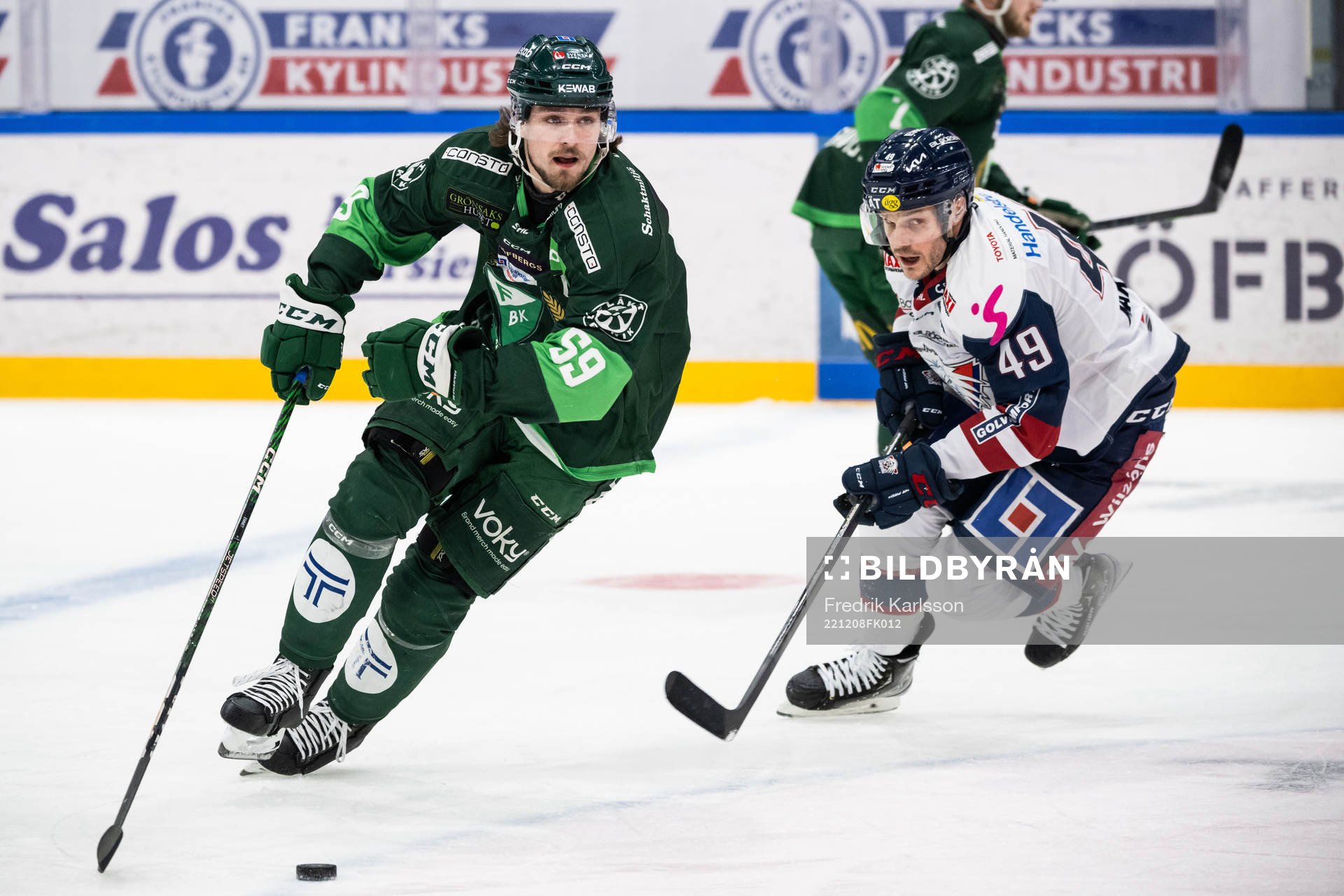 Färjestads Linus Johansson och Linköpings Benjamin Maxwell