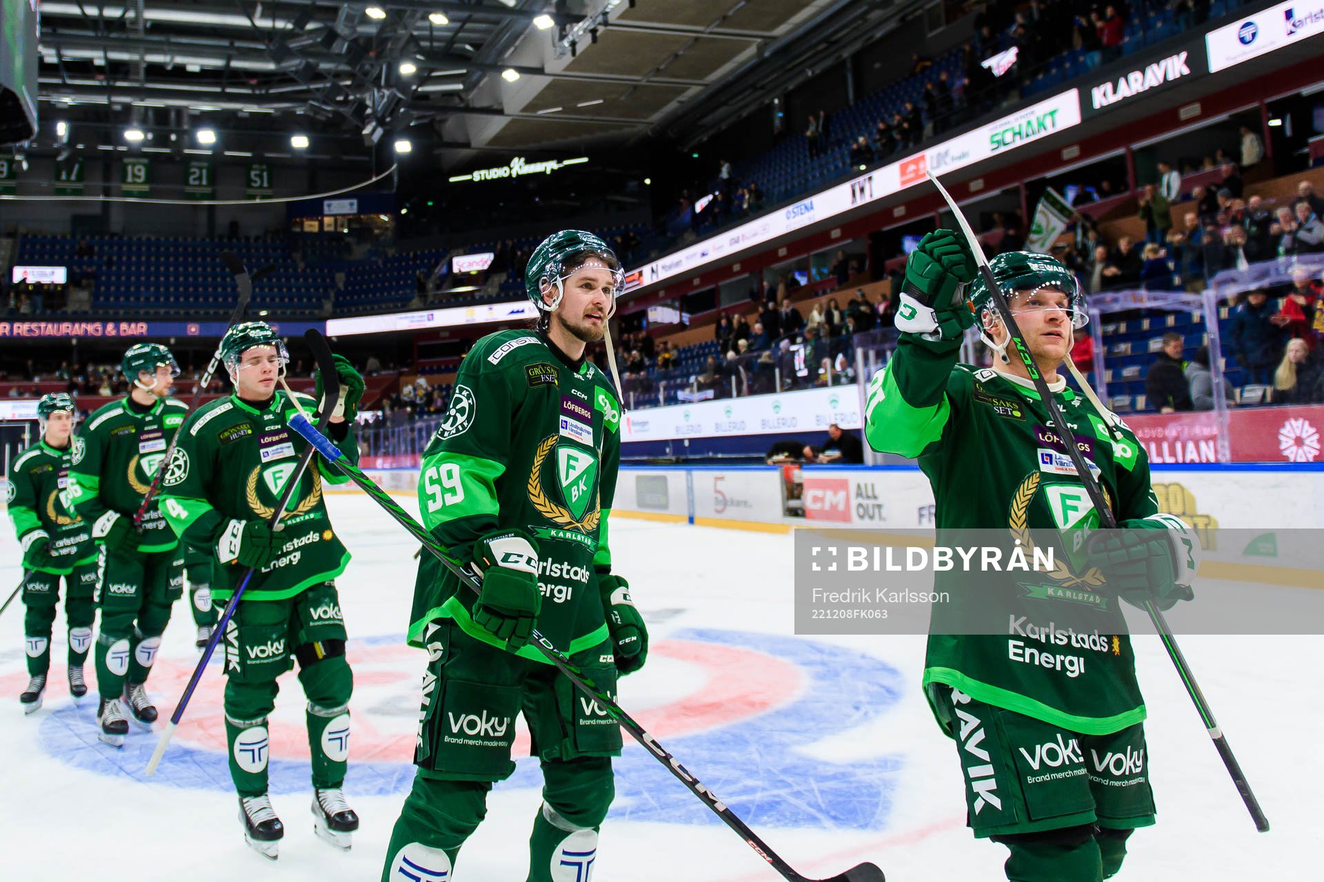 Färjestads Linus Johansson och Marcus Nilsson jublar