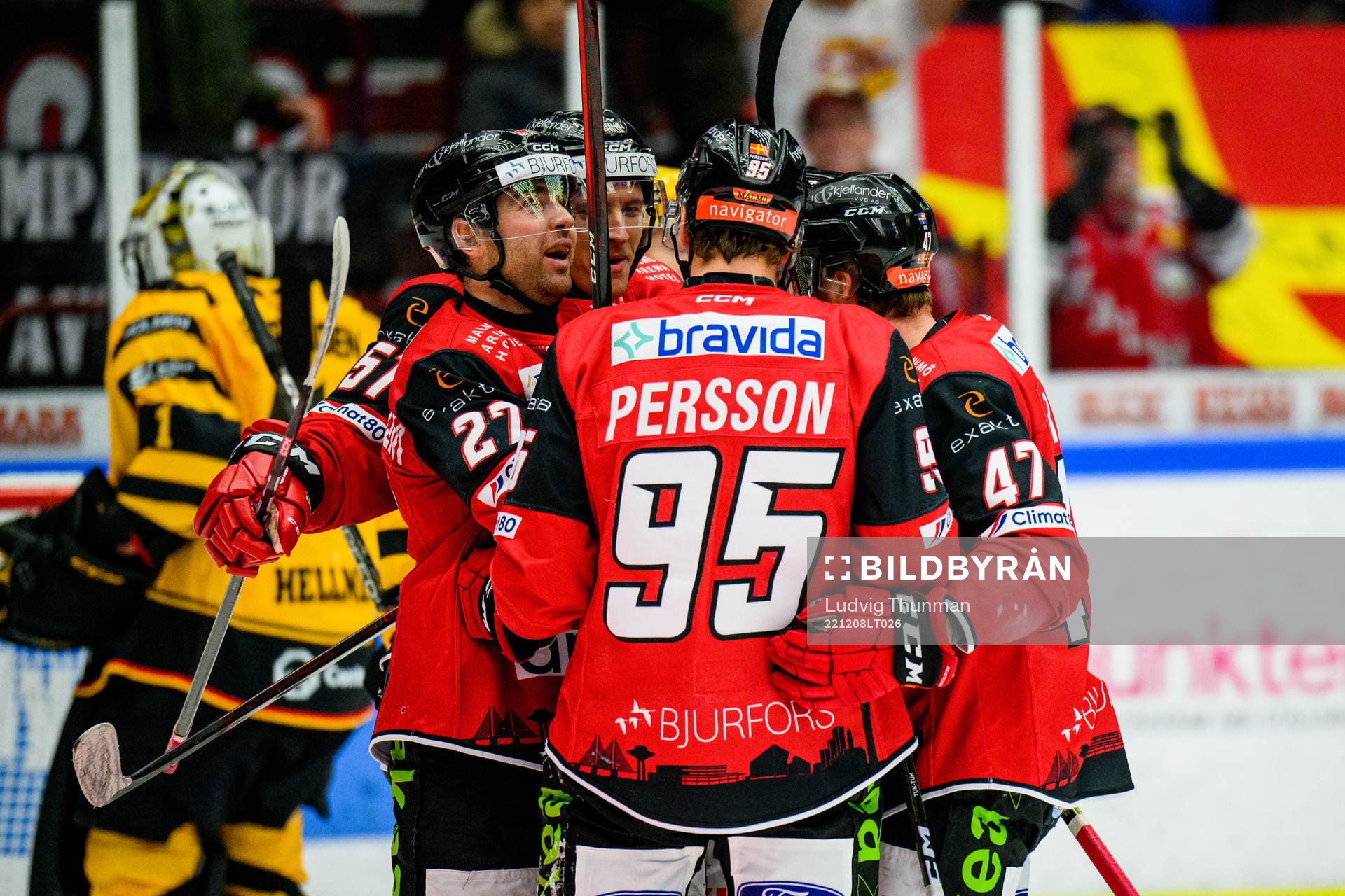 Malmö Redhawks spelare jublar