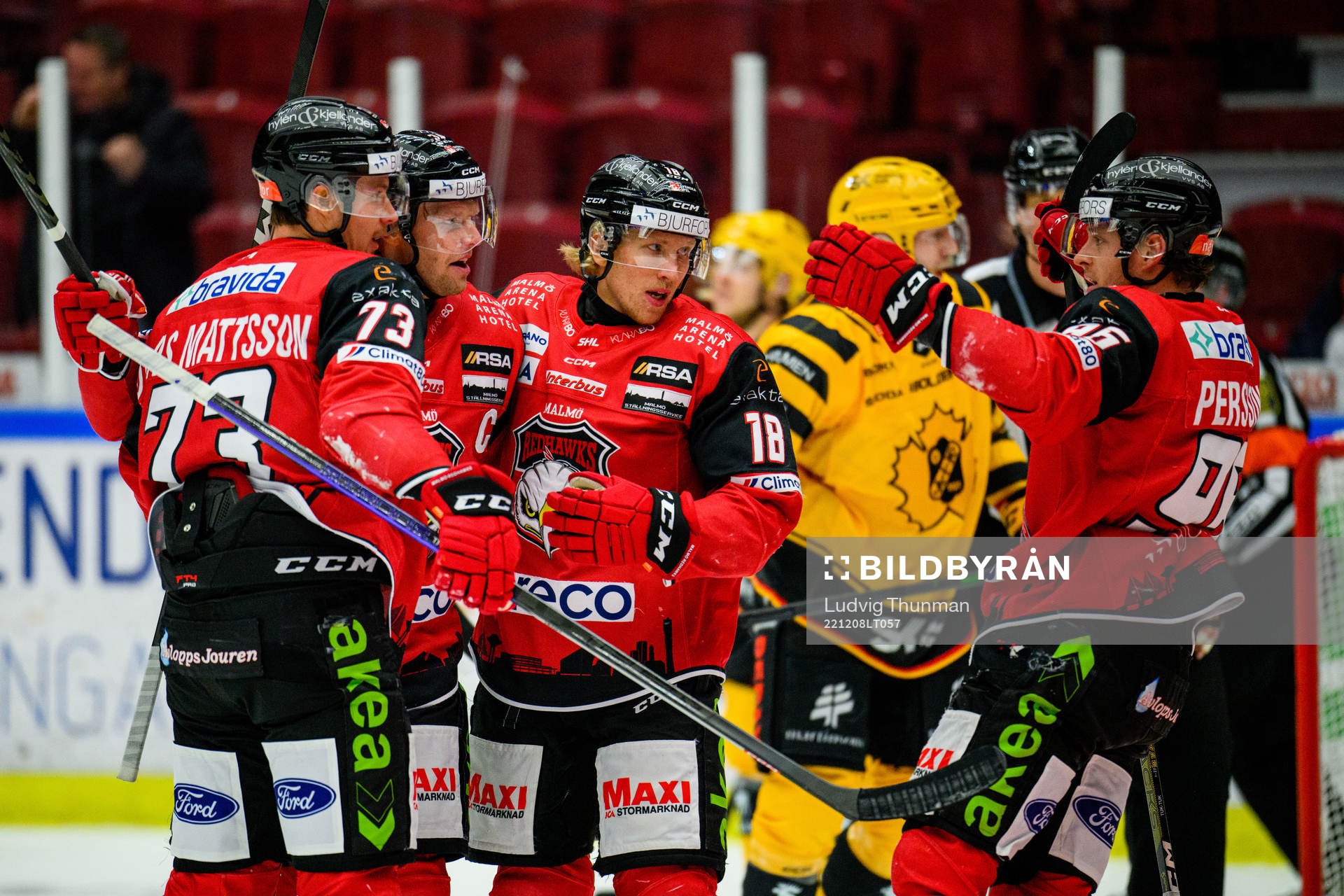 Malmö Redhawks Adam Ollas Mattsson, Carl Söderberg och