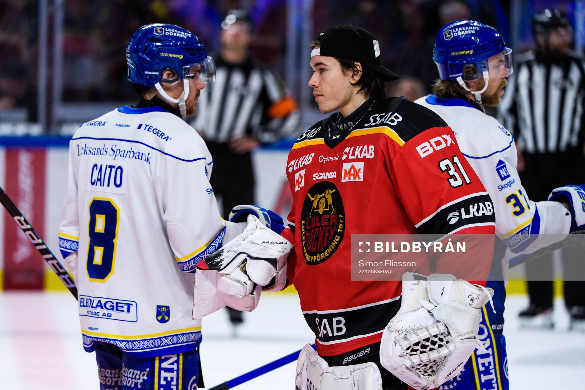 Leksands Matt Caito och Luleås målvakt Matteus Ward