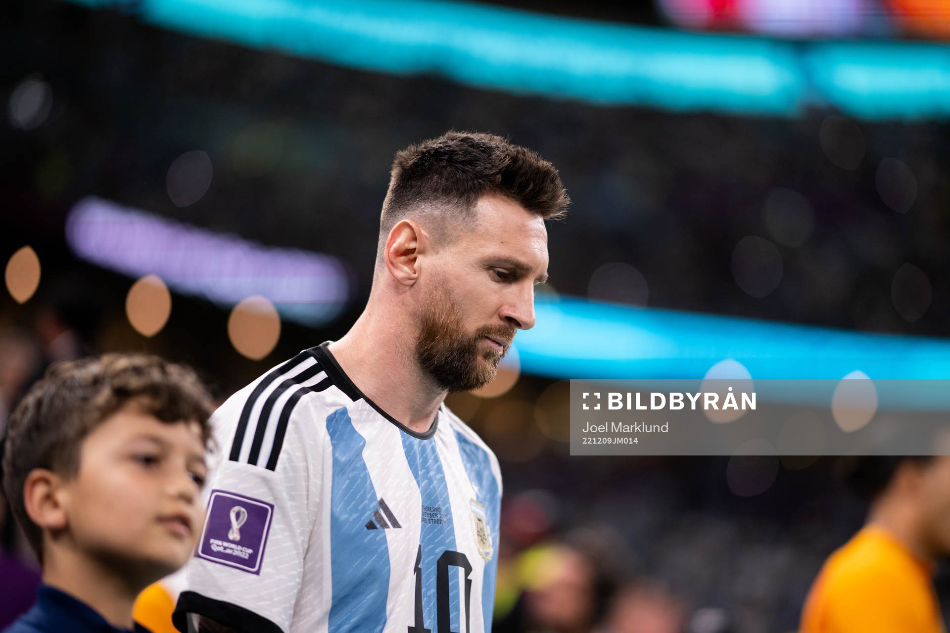 Lionel Messi of Argentina enters the pitch for the FIFA