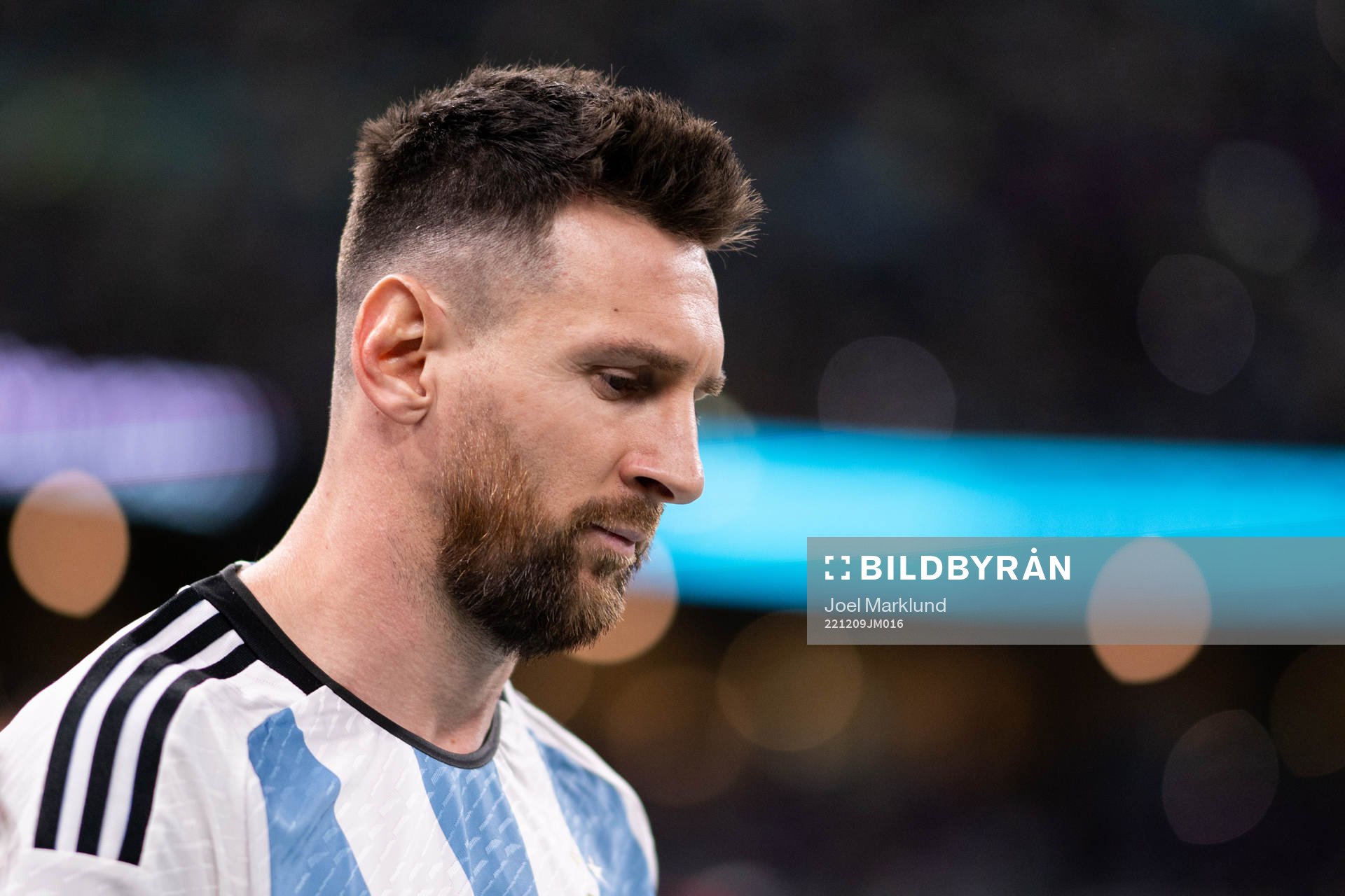 Lionel Messi of Argentina enters the pitch for the FIFA