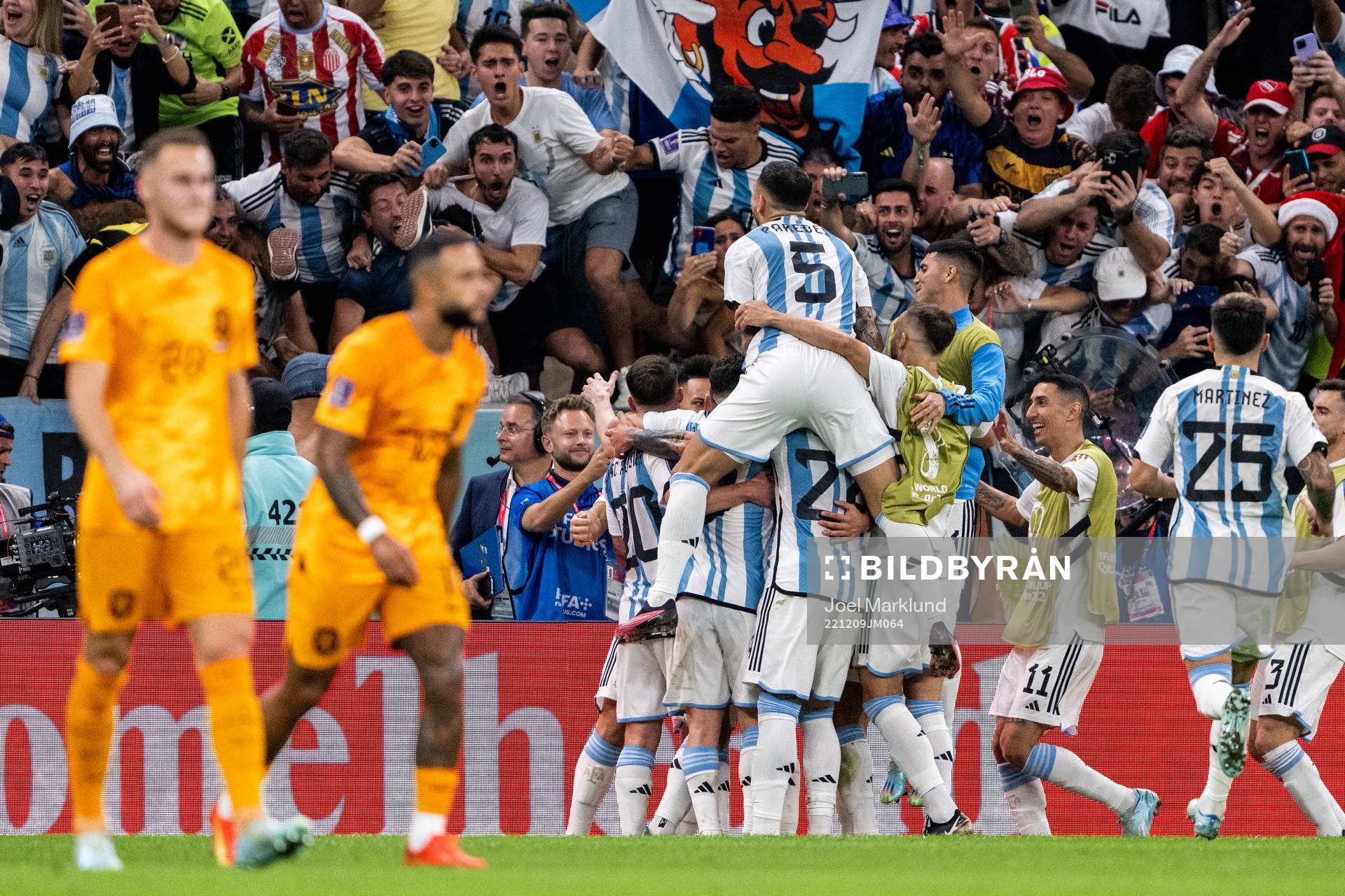 Lionel Messi of Argentina celebrate with team mates