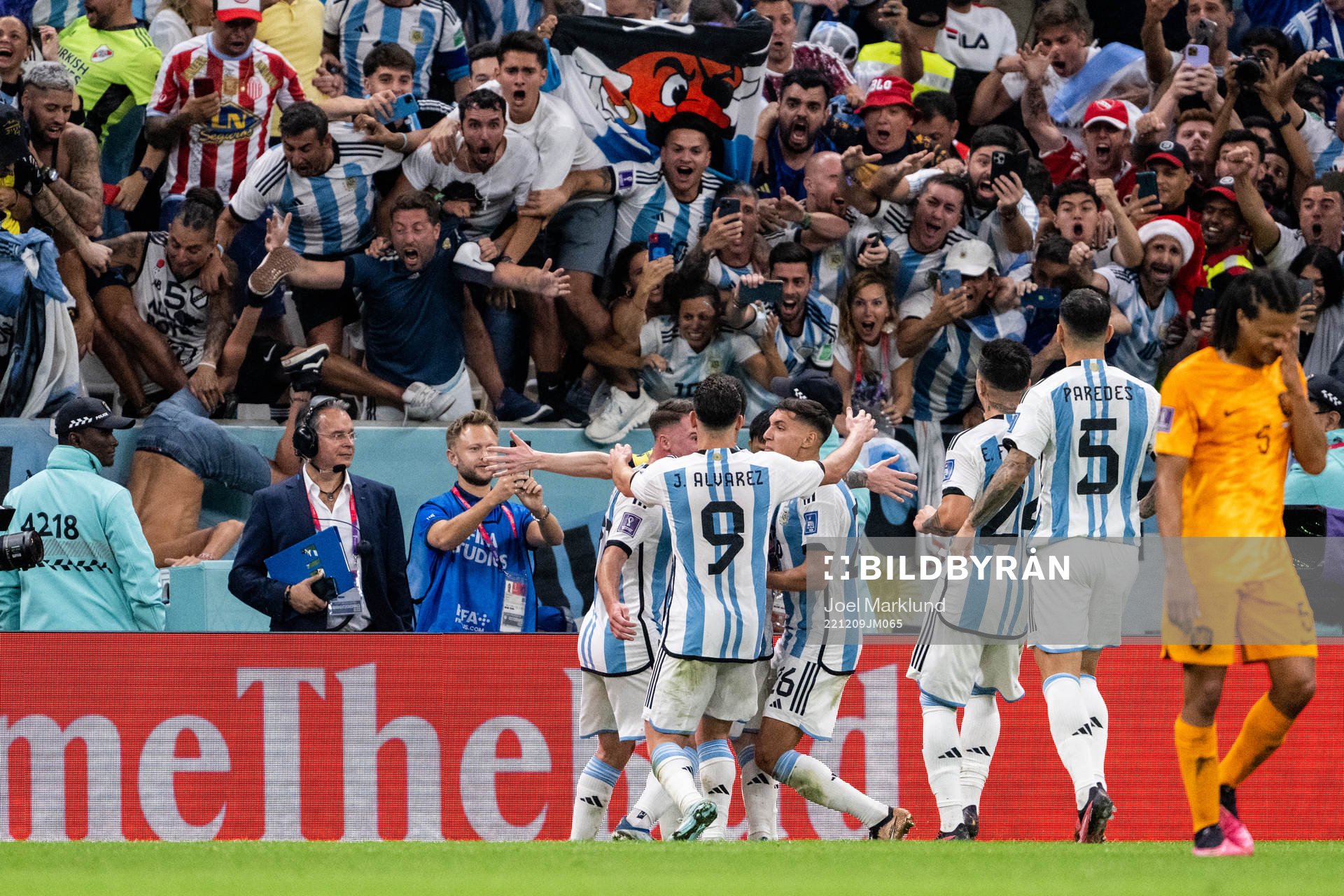 Lionel Messi of Argentina celebrate with team mates