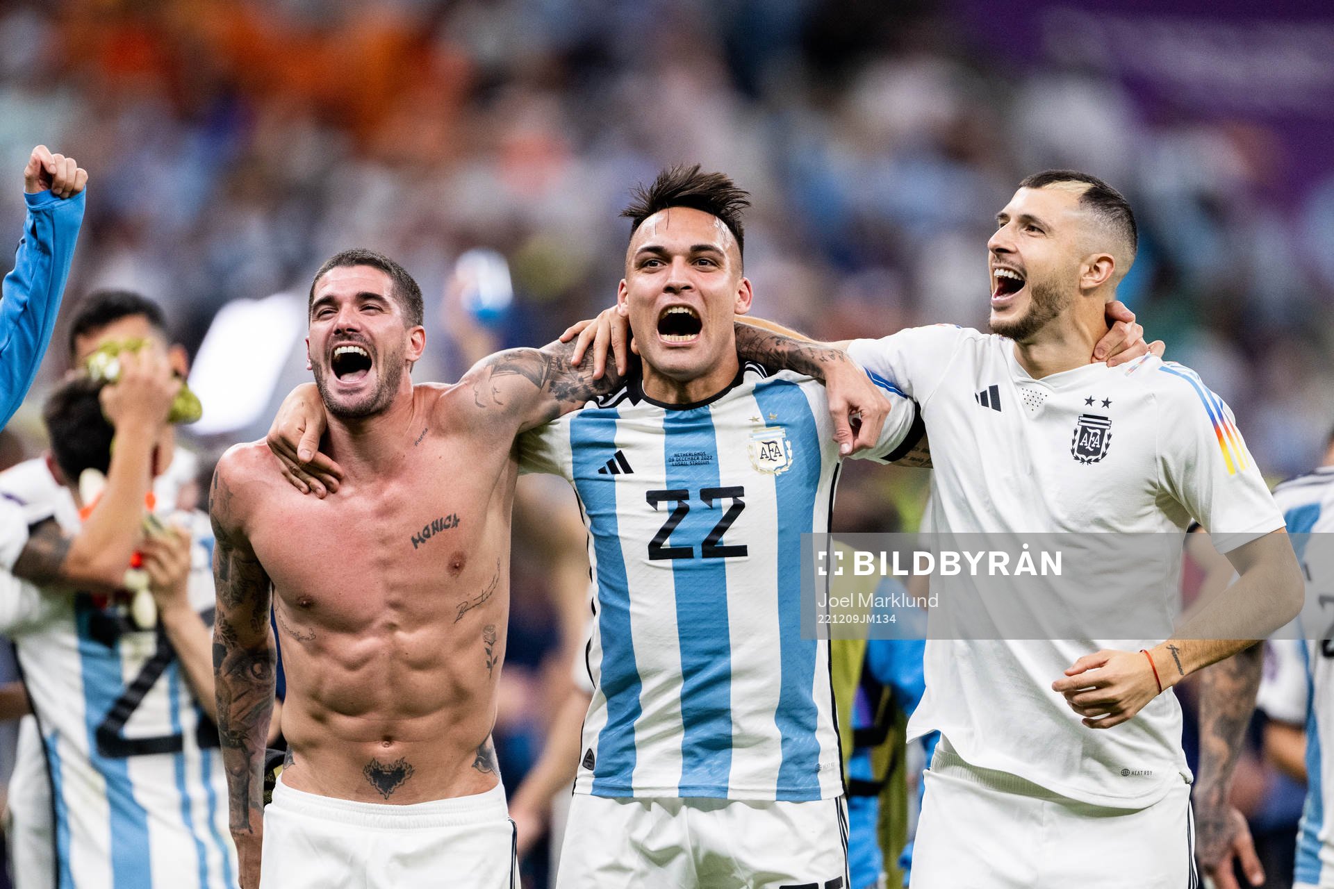 Rodrigo de Paul, Lautaro Martinez and Guido Rodriguez of