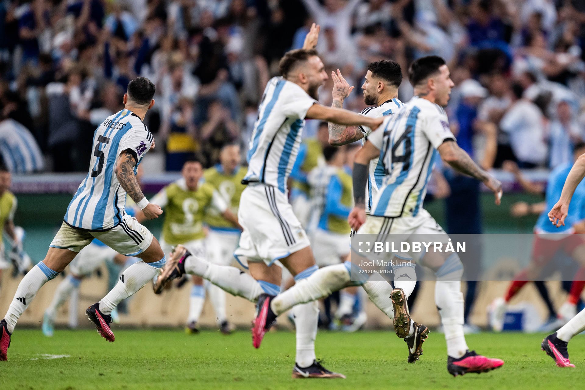 Nicolas Otamendi of Argentina celebrate against players of