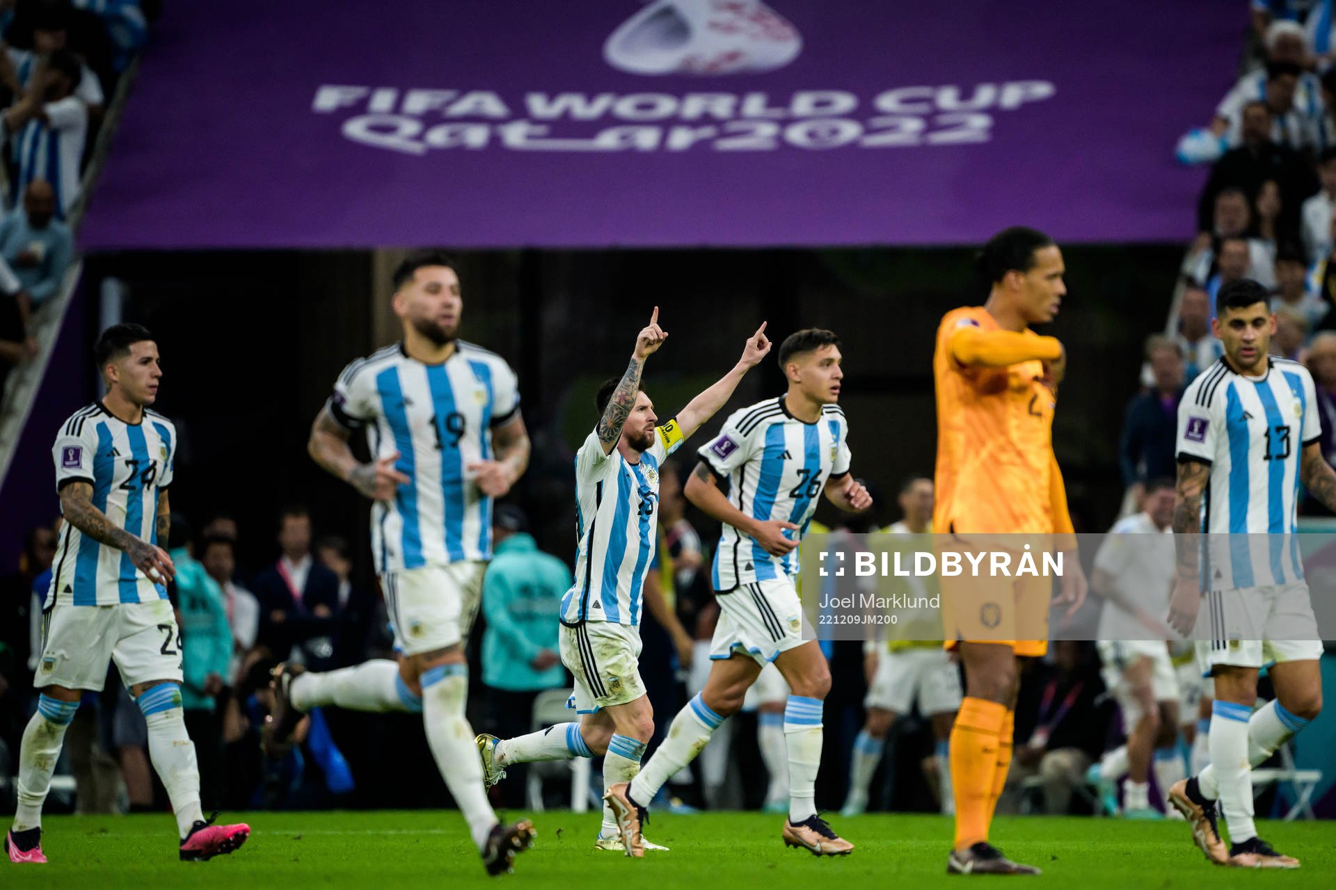 Lionel Messi of Argentina celebrates his 0-2 goal