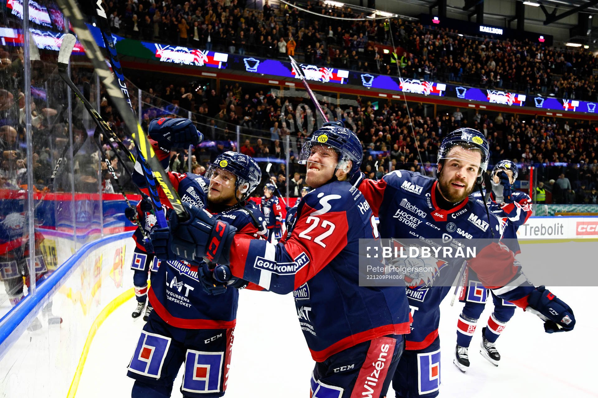 Linköpings Vilmos Gallo och  Oscar Fantenberg jublar