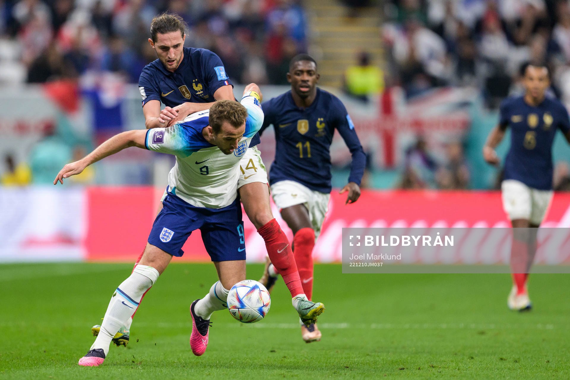 Adrien Rabiot of France and Harry Kane of England