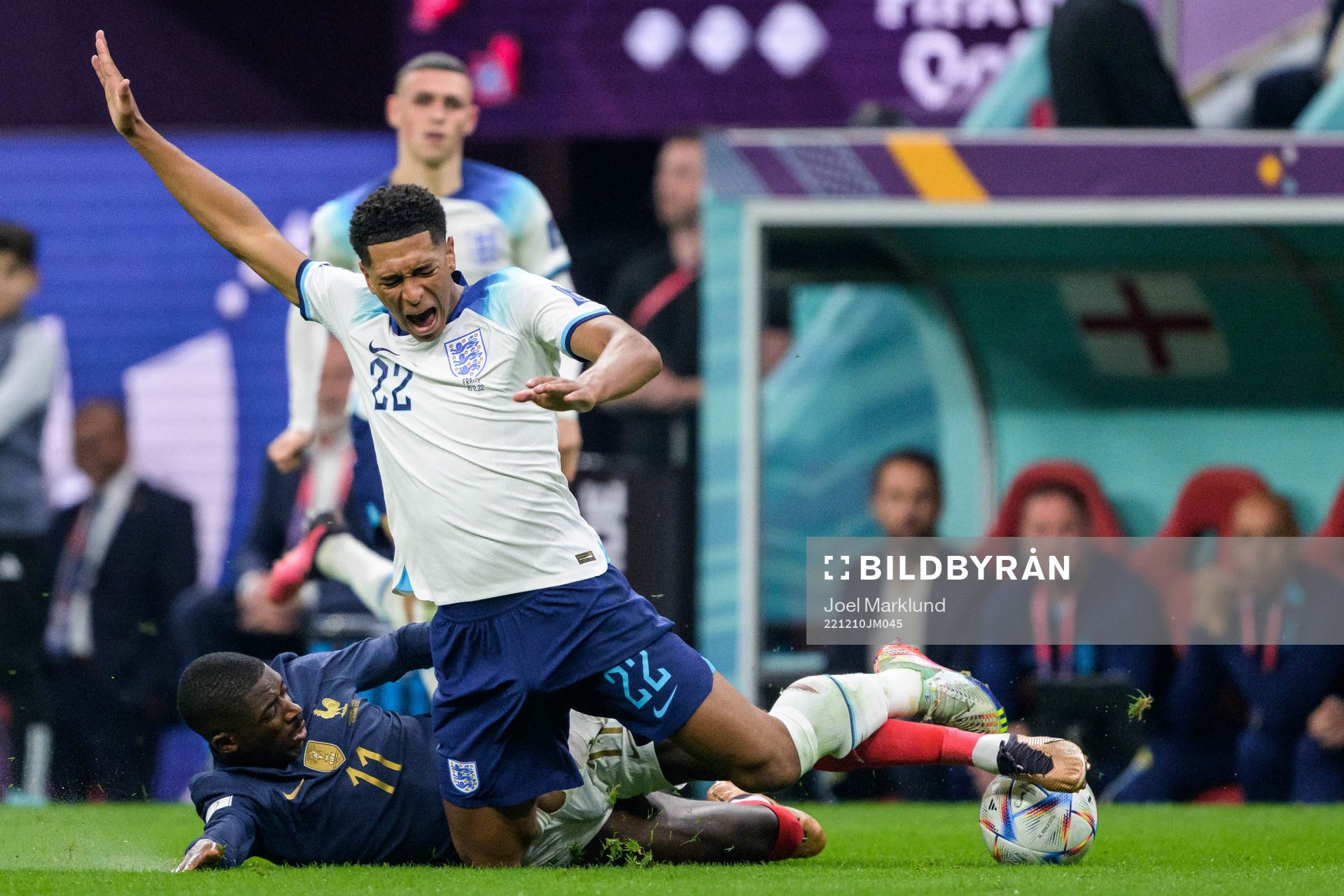 Ousmane Dembele of France and Jude Bellingham of England