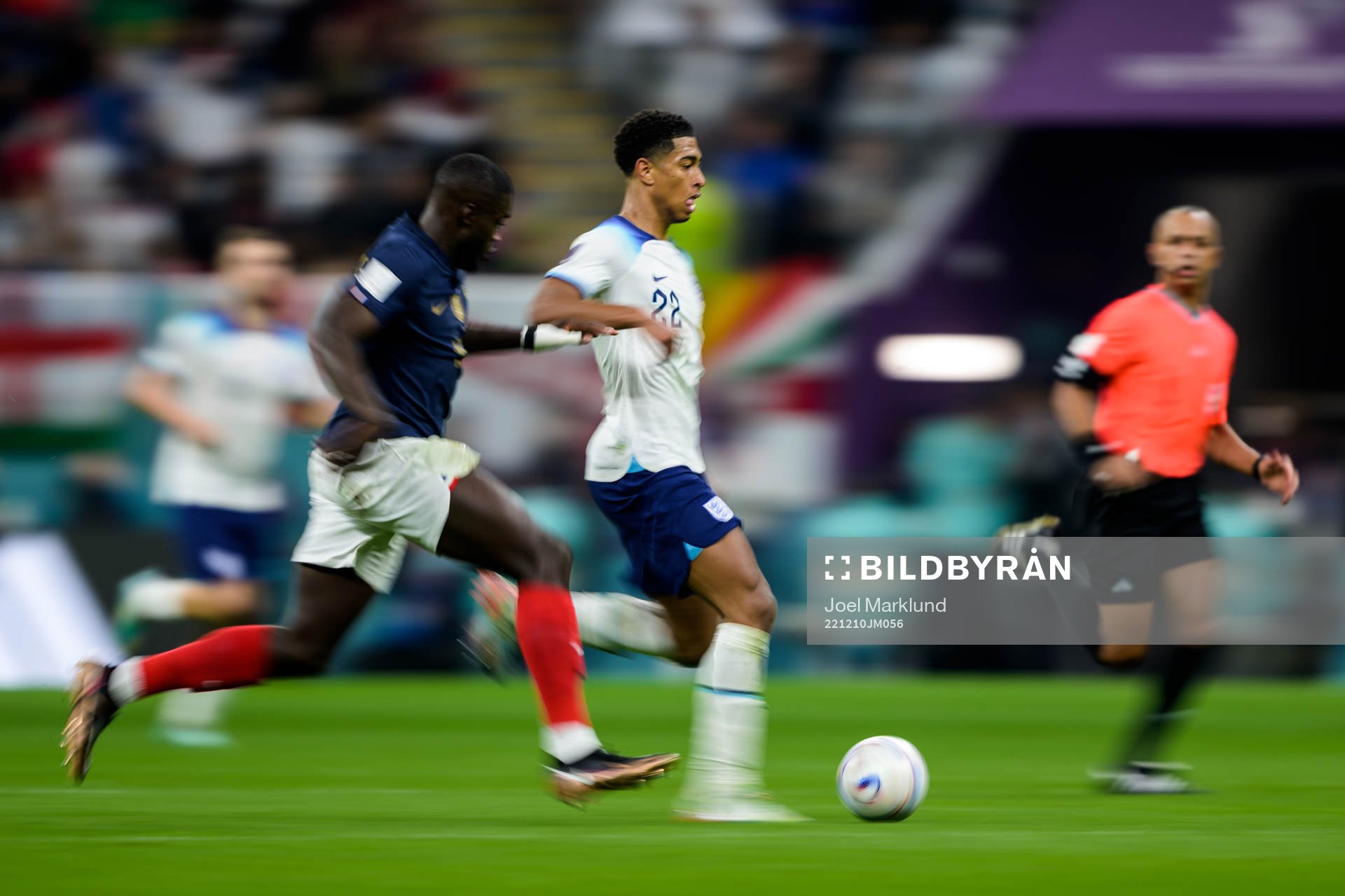 Dayot Upamecano of France and Jude Bellingham of England
