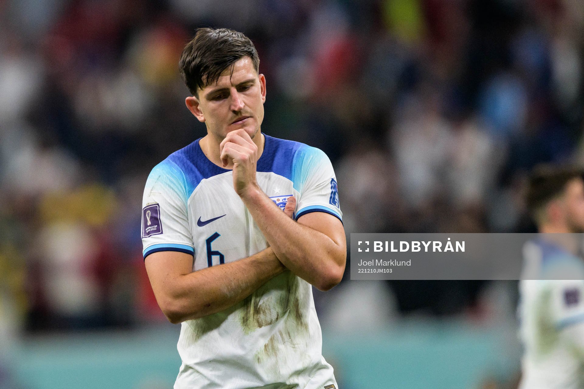 Harry Maguire of England looks dejected