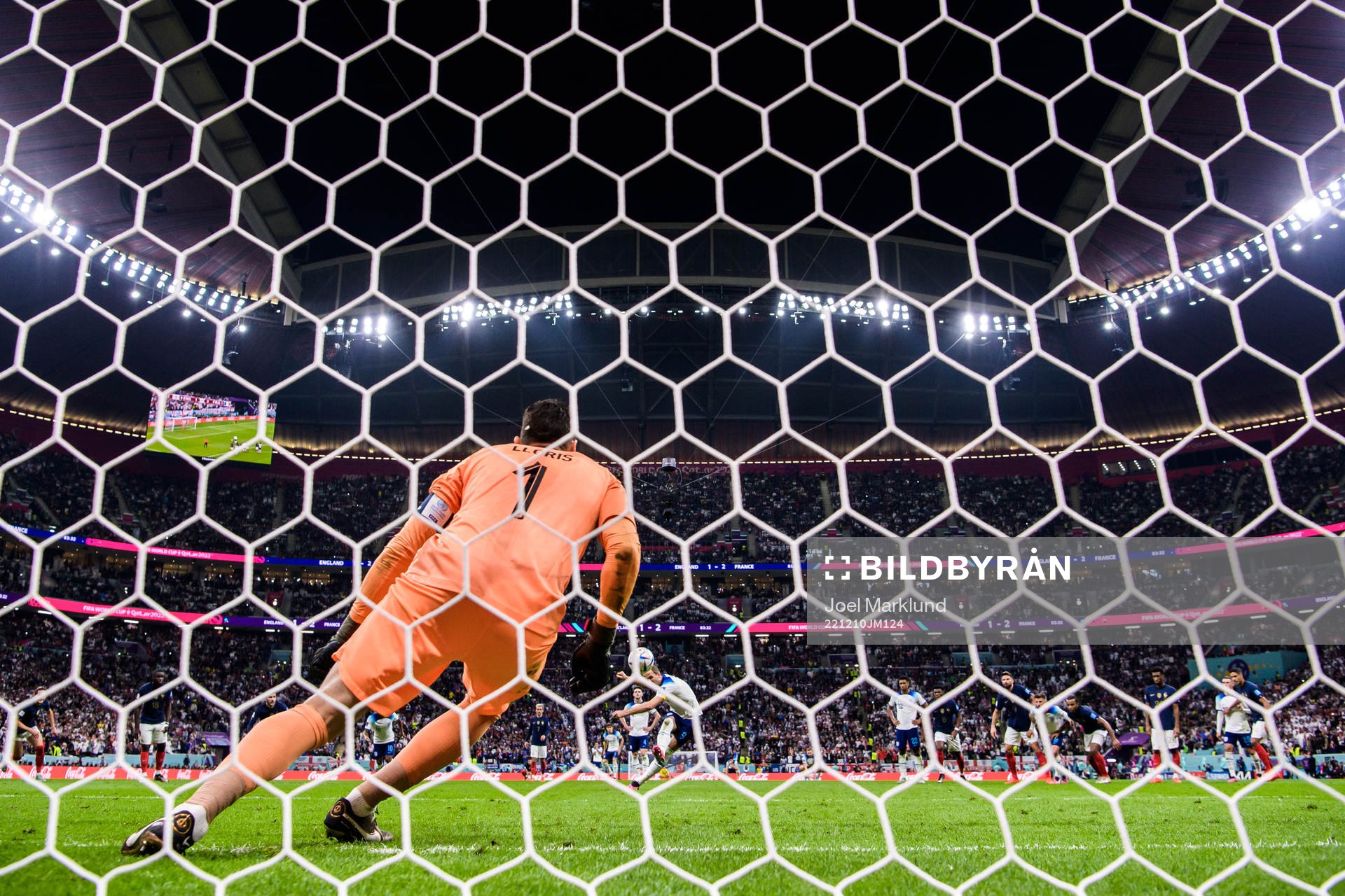 Harry Kane of England shoots his second penalty shot