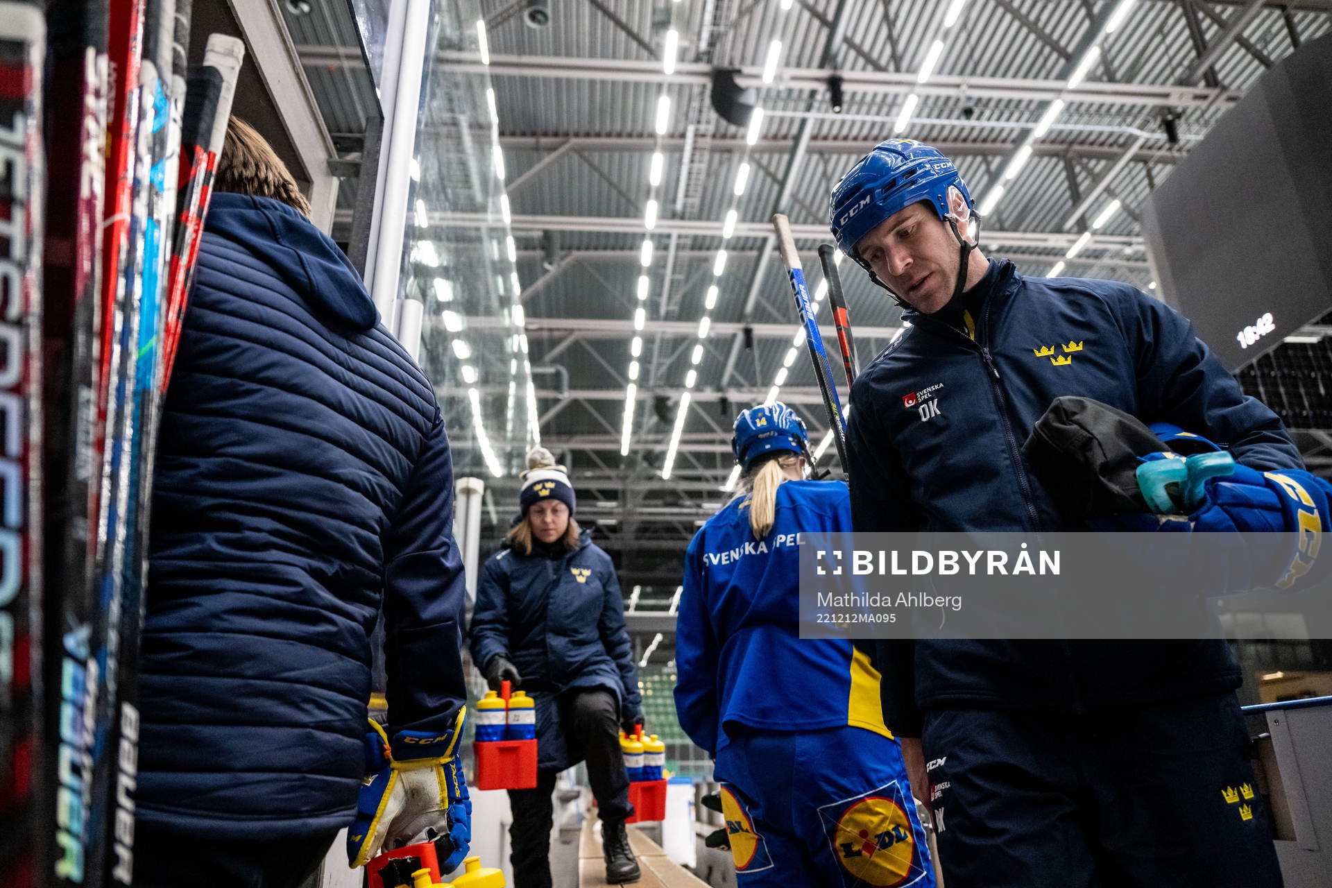 Goalie coach Ola Kahem of Sweden at a training session
