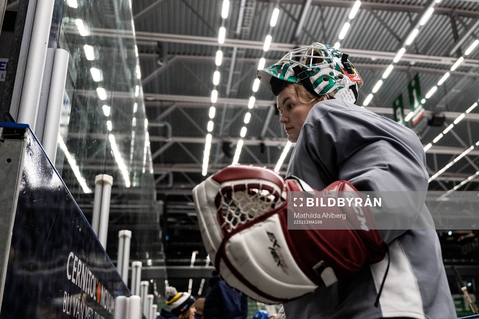 Goaltender Emma Söderberg of Sweden at a training session