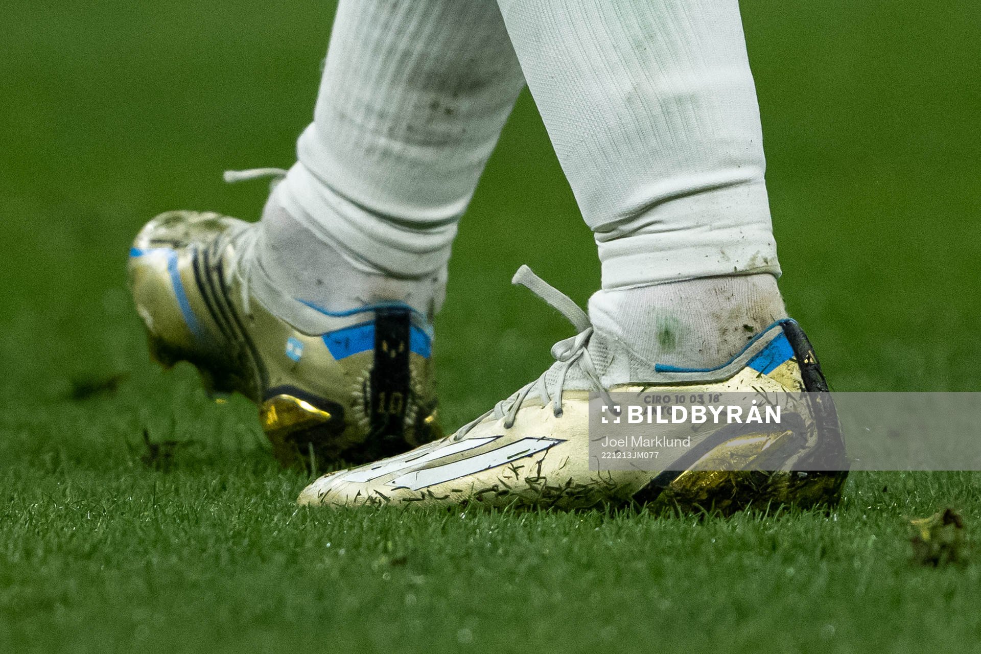The shoes of Lionel Messi of Argentina