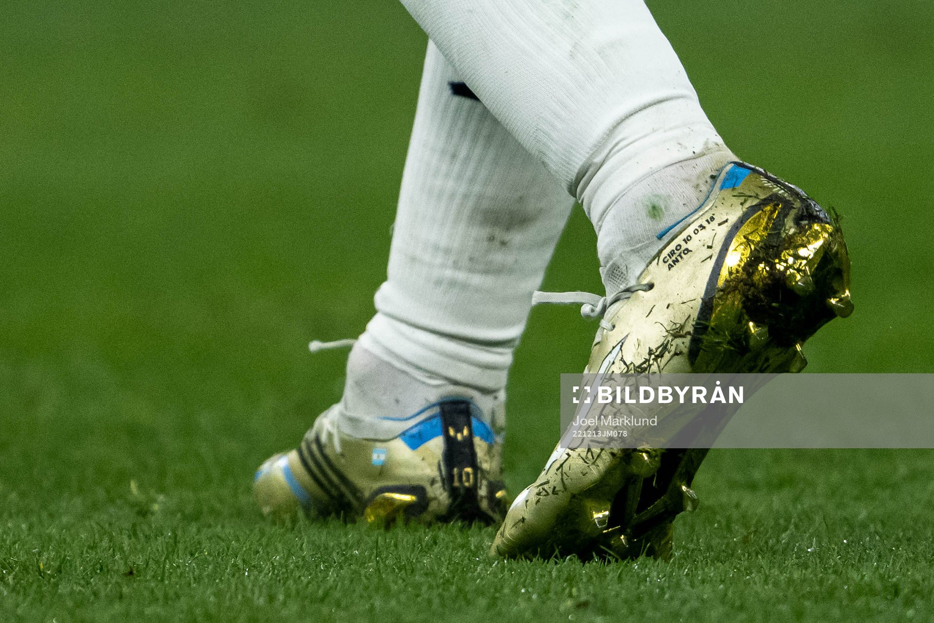 The shoes of Lionel Messi of Argentina