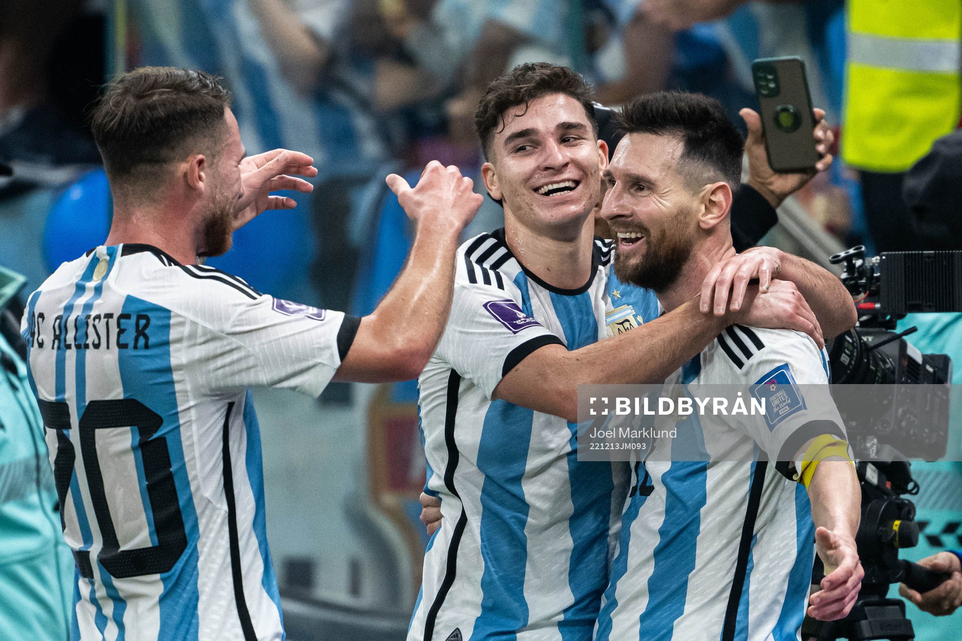 Alexis Mac Allister, Julian Alvarez and Lionel Messi of