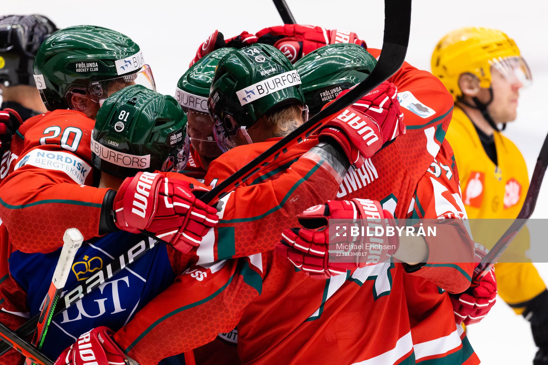 Andreas Borgman of Frölunda celebrates scoring 1-0