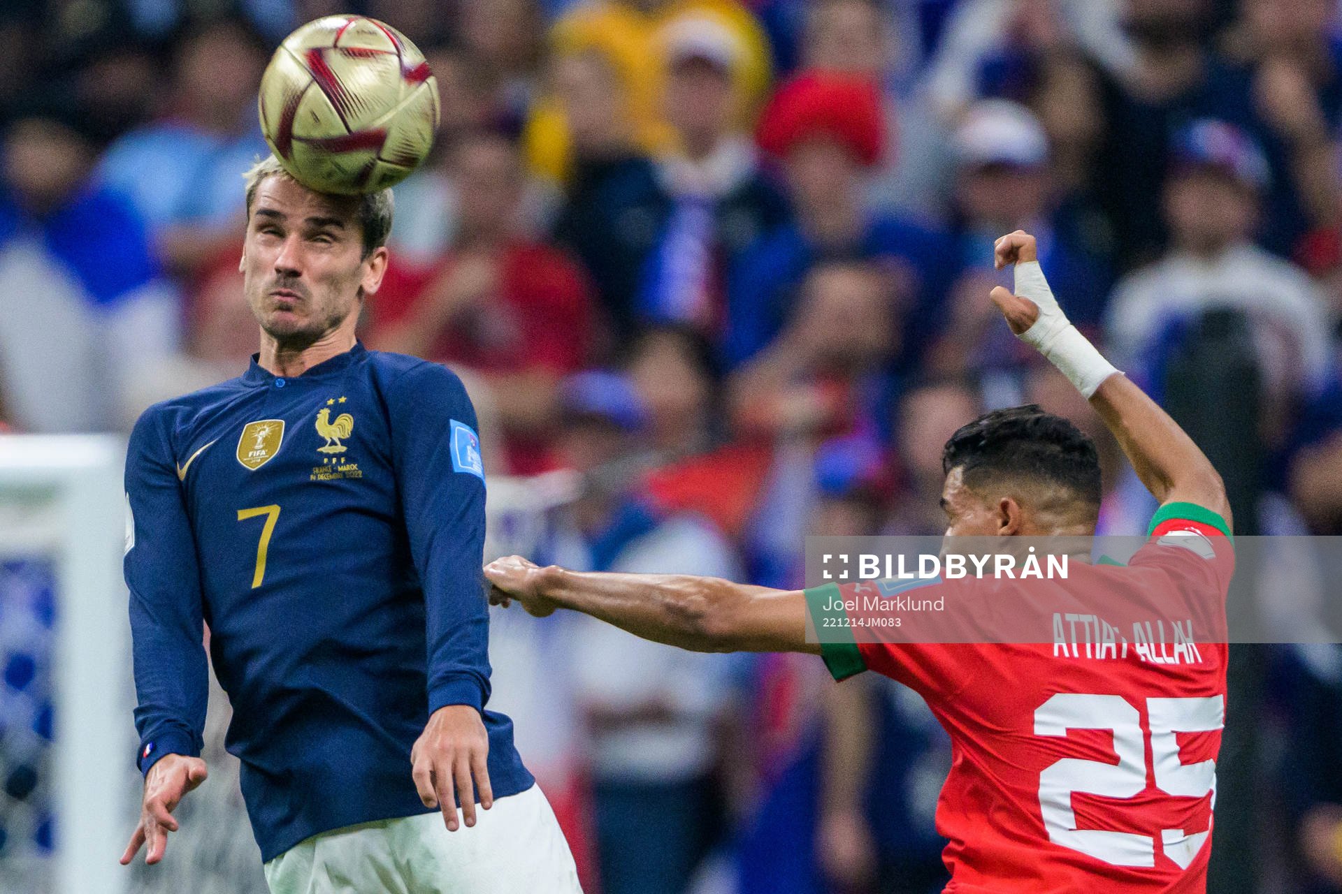 Antoine Griezmann of France and Yahya Attiat-Allah of