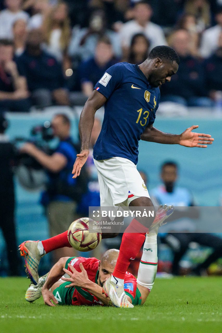 Sofyan Amrabat of Morocco and Youssouf Fofana of France