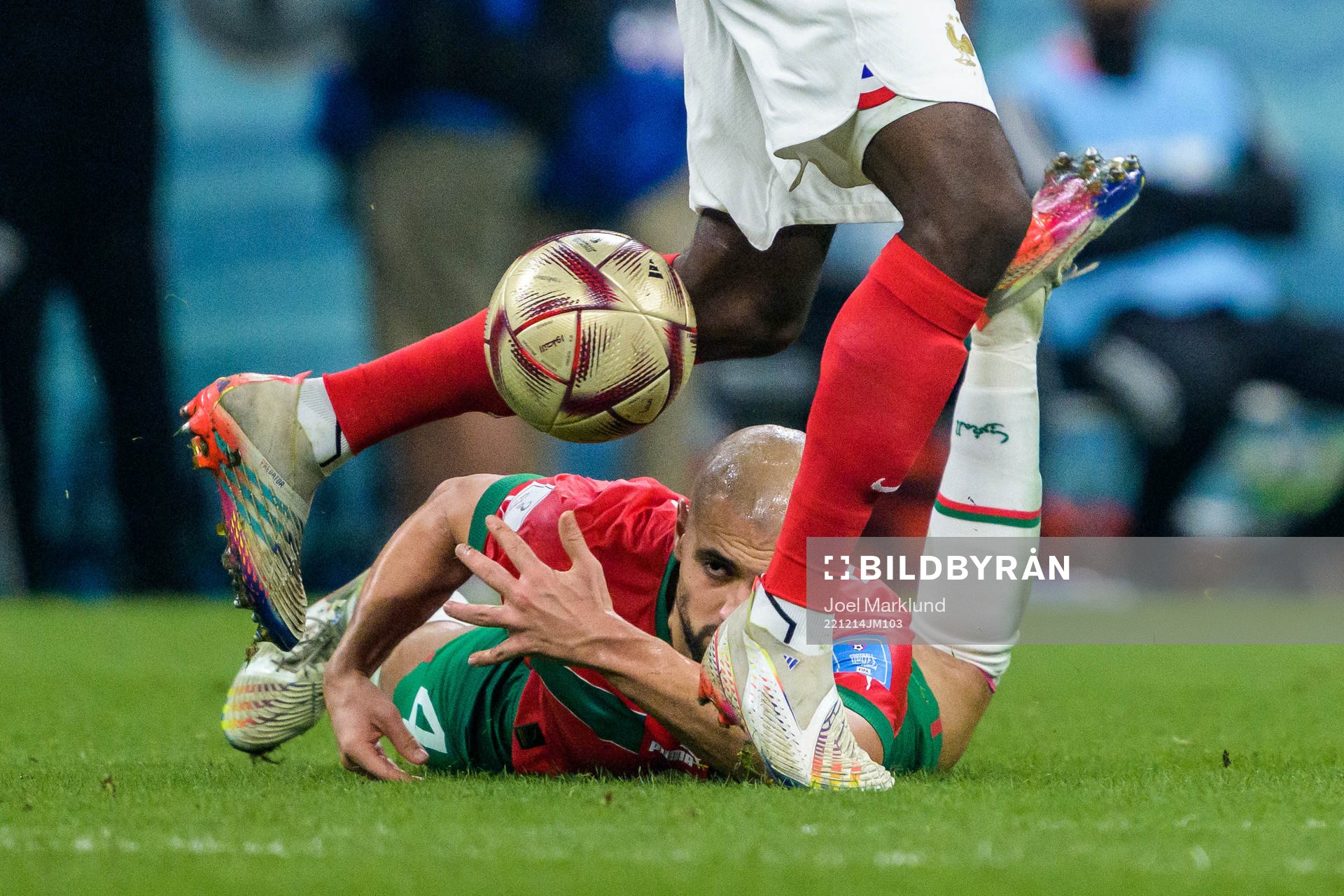 Sofyan Amrabat of Morocco and Youssouf Fofana of France