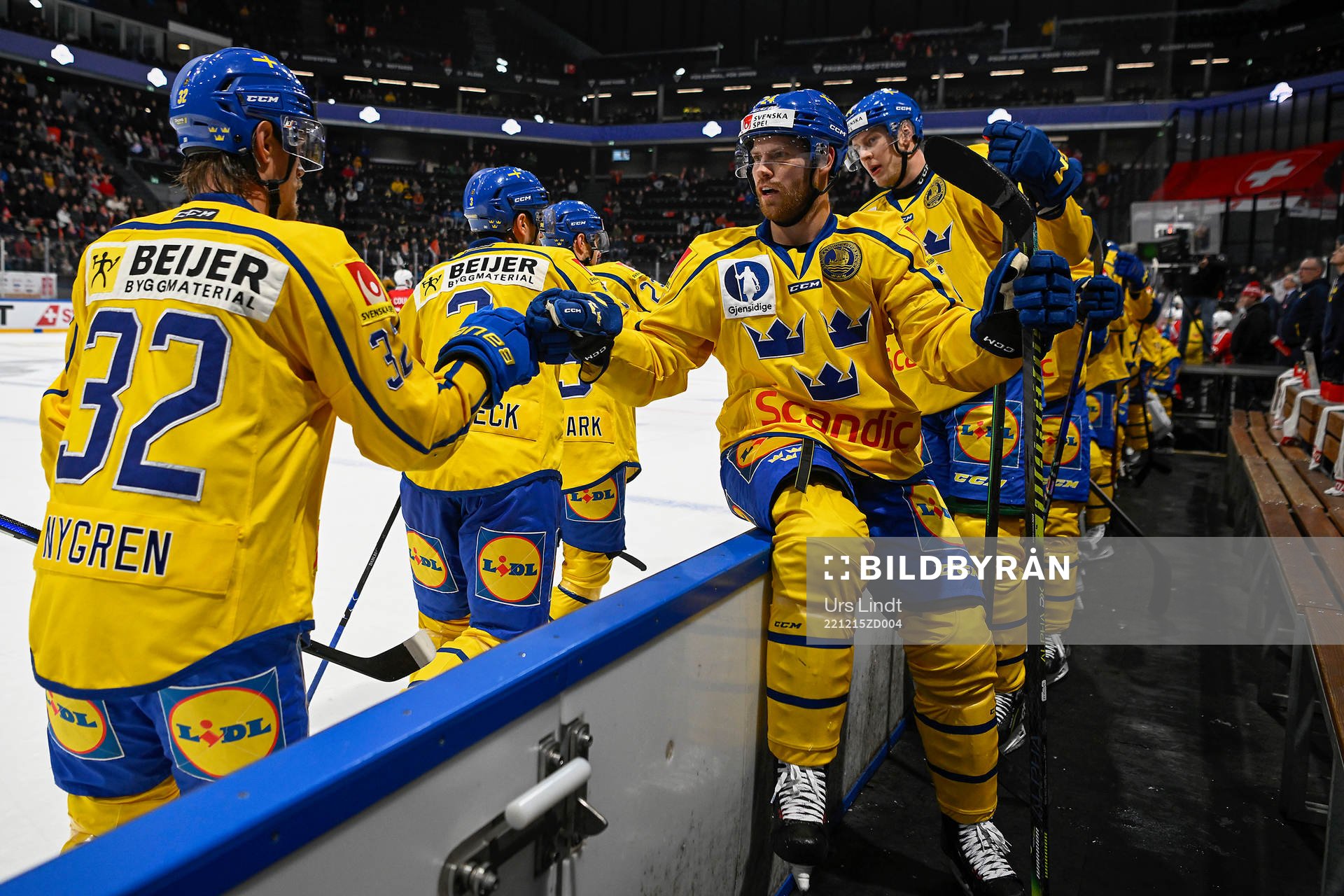Players of Sweden celebrate