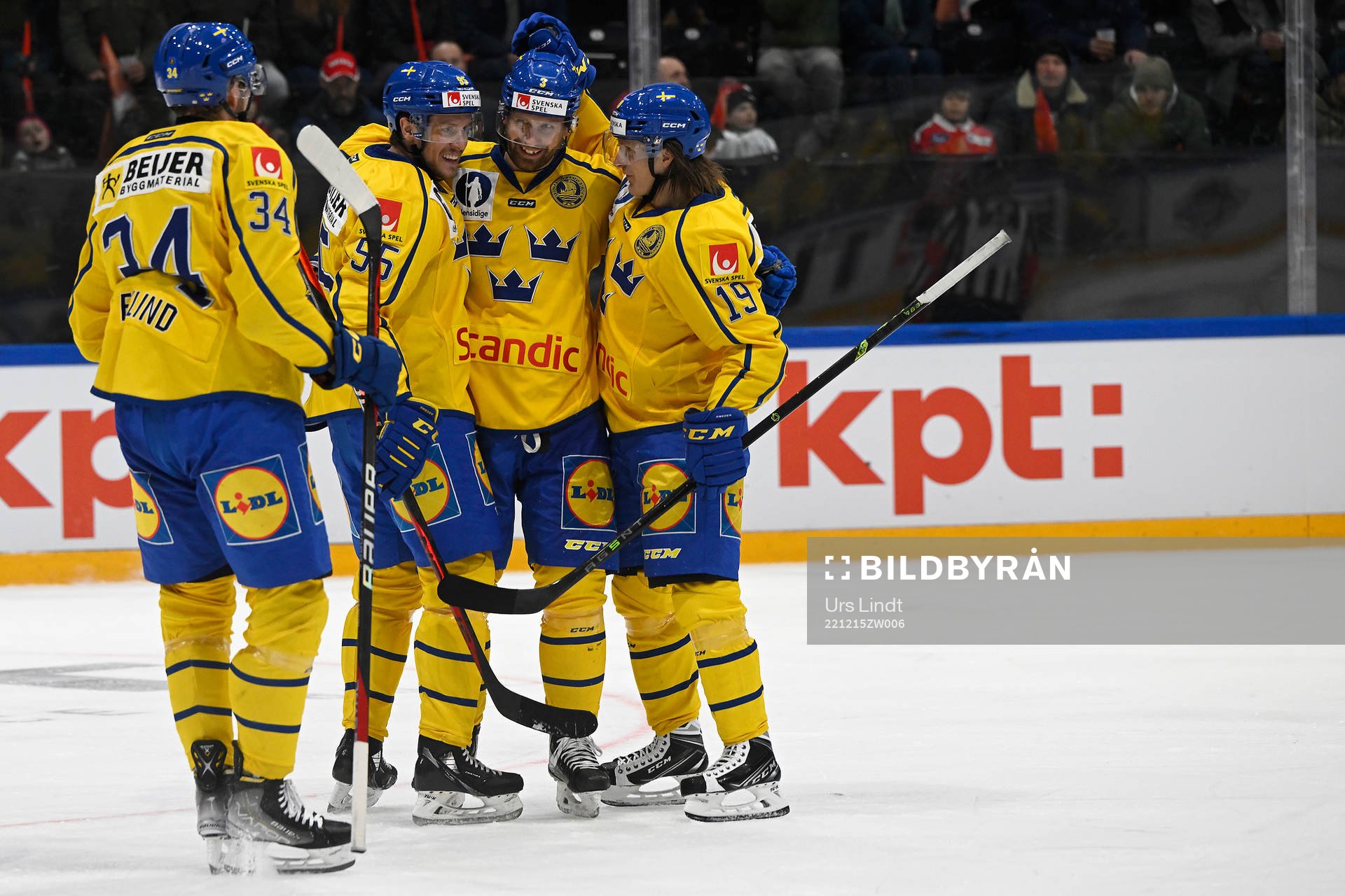 Jacob de la Rosa of Sweden celebrate the 1-0 goal with Klas